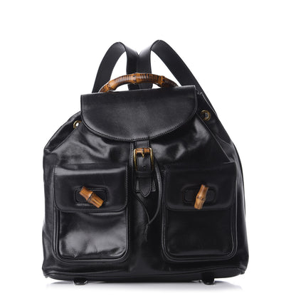 Gucci Calfskin Bamboo Backpack Black 1 of 12