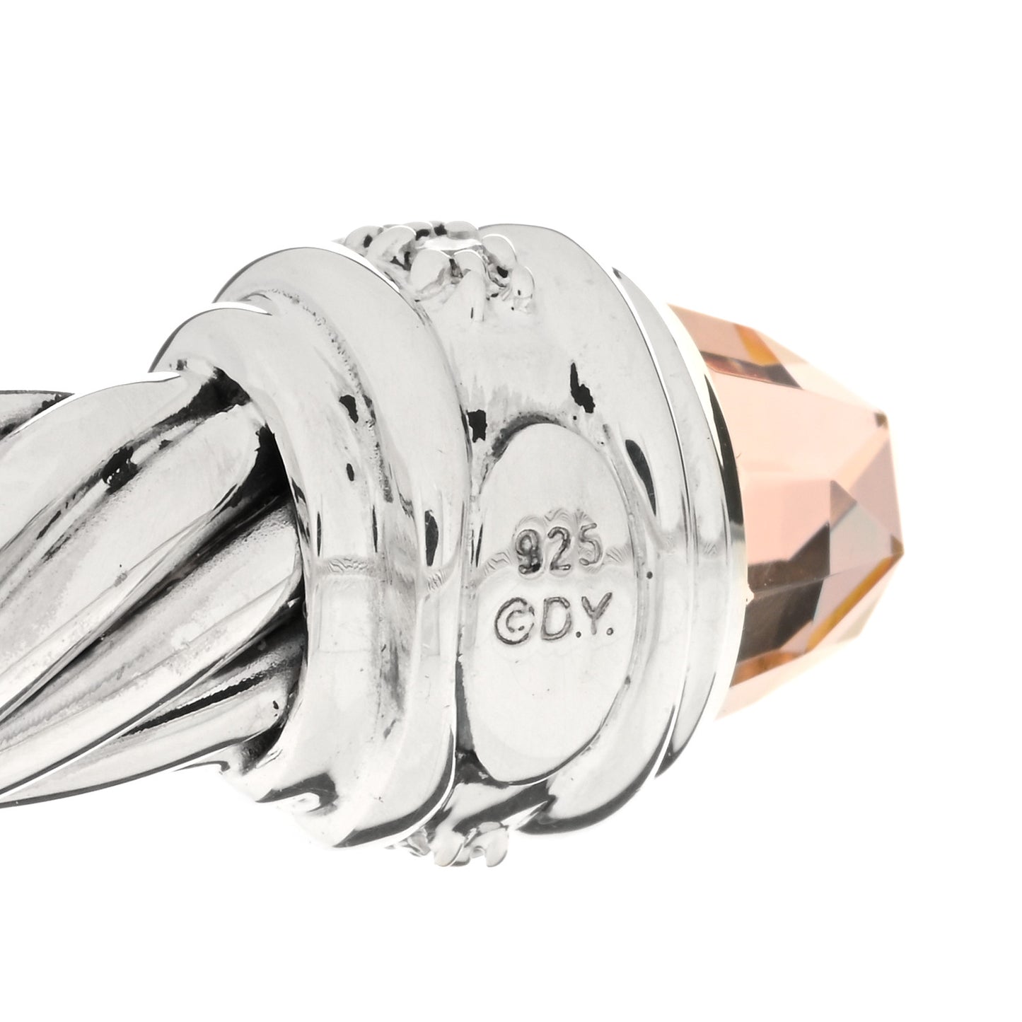 Sterling Silver Diamond Morganite 7mm Cable Classics Bracelet