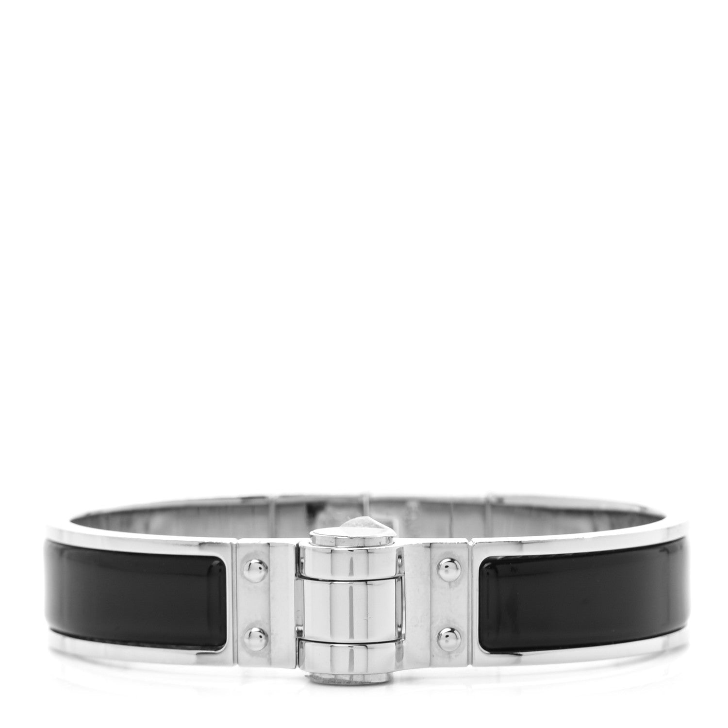 Hermes Enamel Charniere Uni Narrow Hinged Bracelet S Black 1 of 4