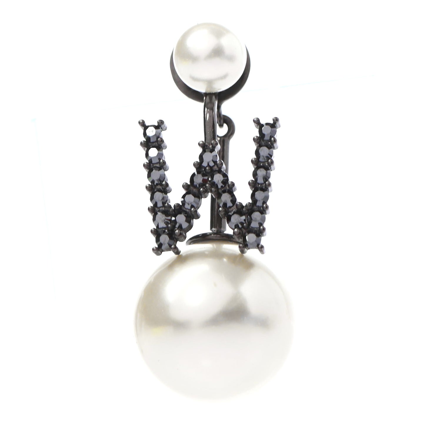 Crystal Pearl My ABCDior W Tribale Earring Black Silver