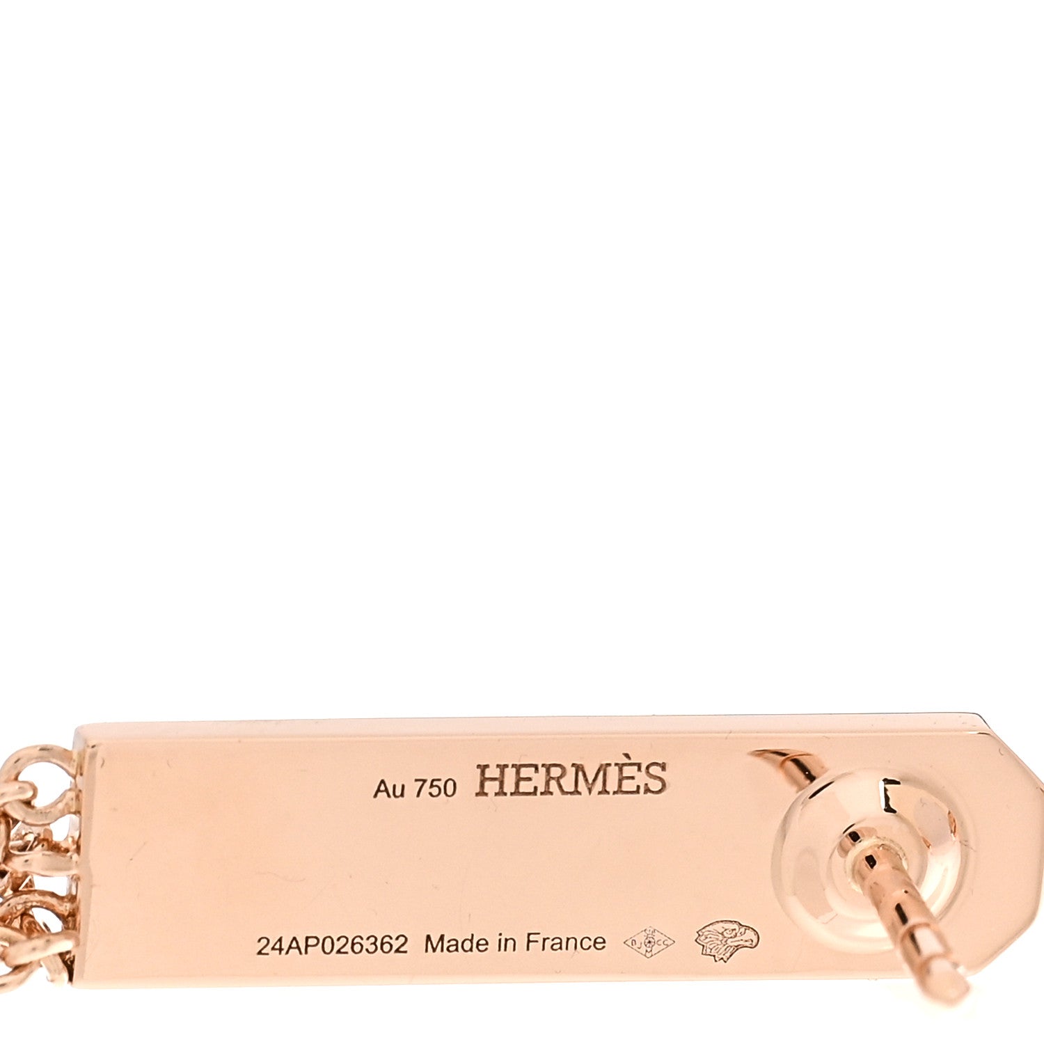 Hermes 18K Rose Gold Diamond Kelly Gavroche Pave Earrings 4 of 5