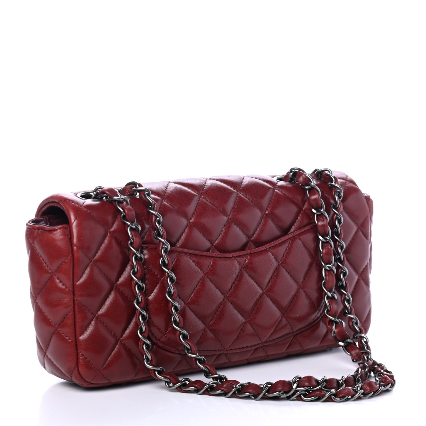 Lambskin Quilted East West Flap Dark Red