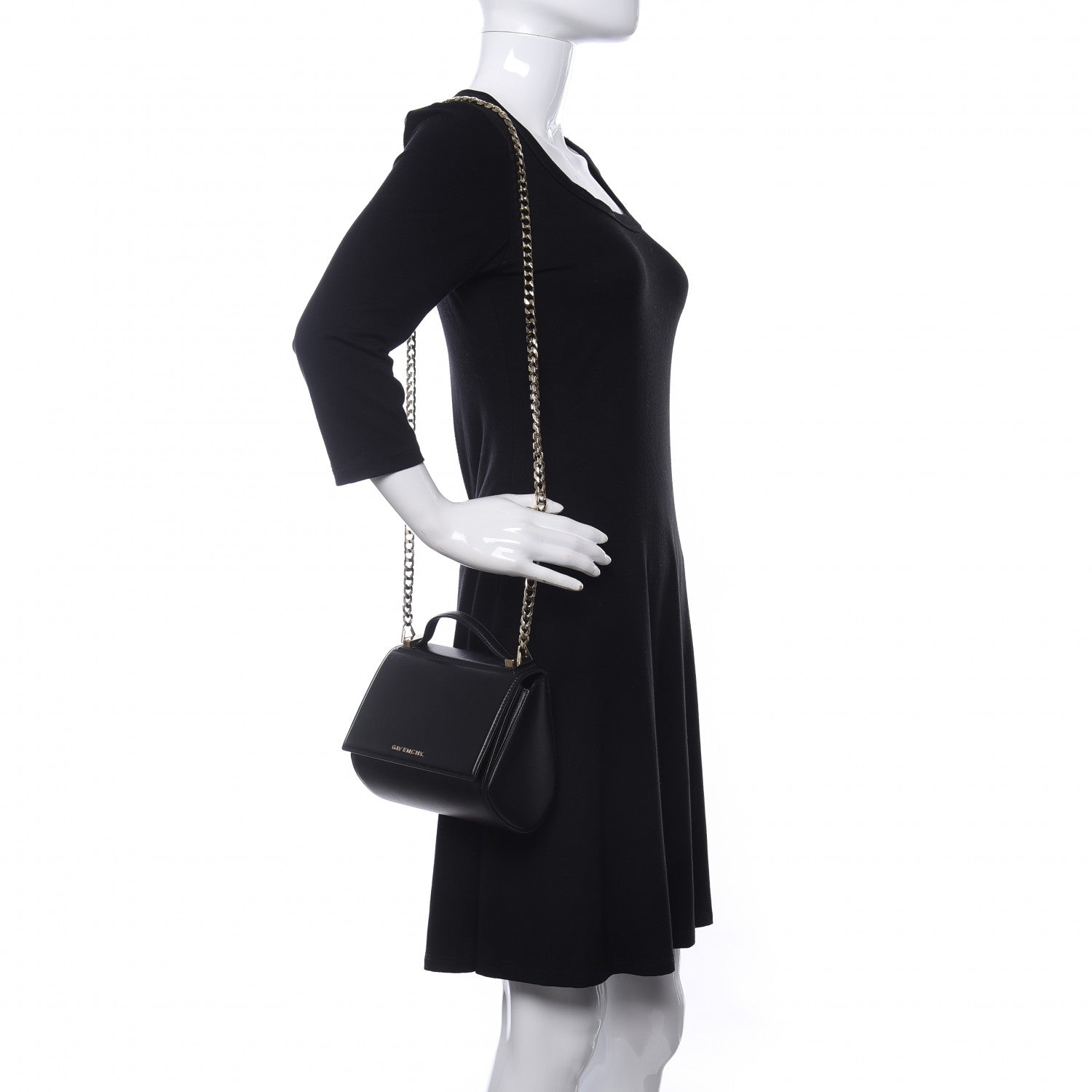 Givenchy Textured Calfskin Mini Pandora Box Chain Crossbody Bag Black 2 of 11