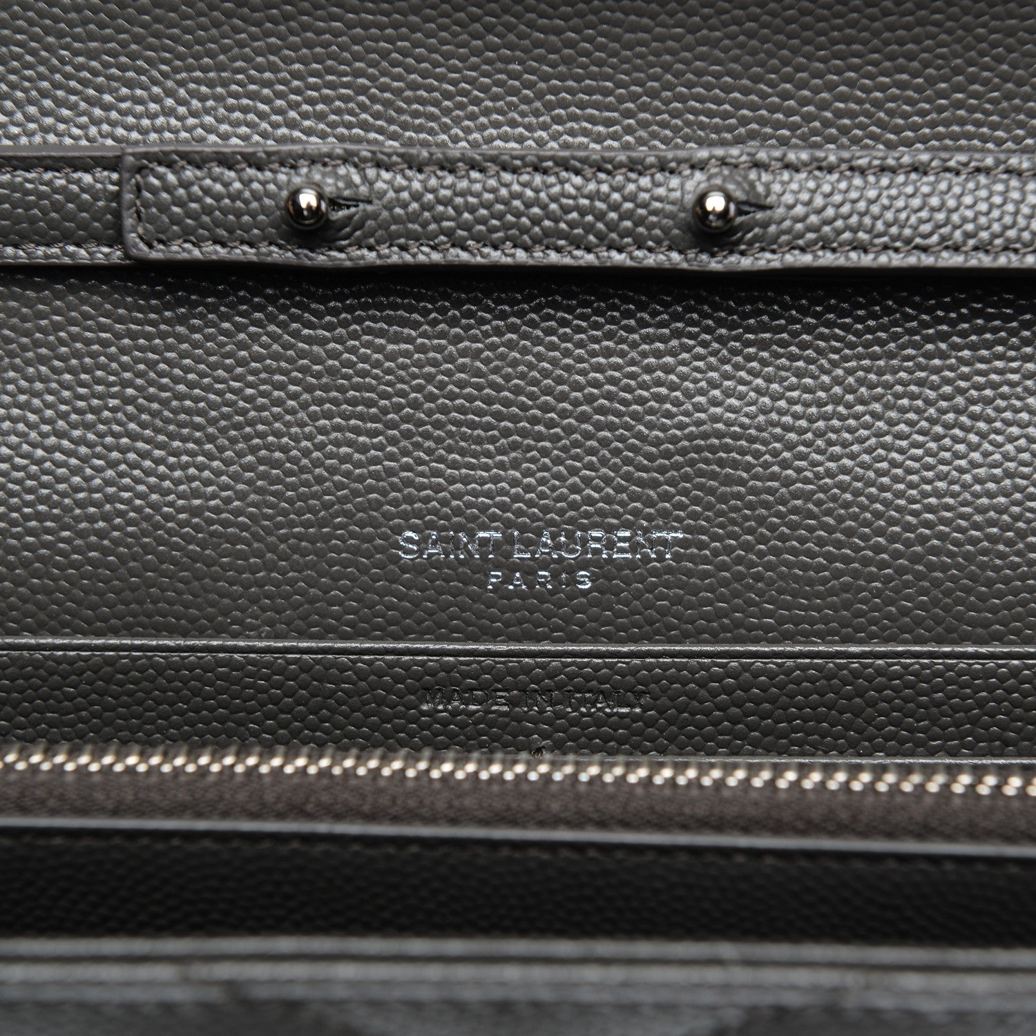Saint Laurent Grain De Poudre Matelasse Chevron Monogram Chain Wallet Earth 6 of 6