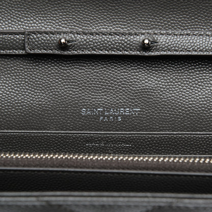 Saint Laurent Grain De Poudre Matelasse Chevron Monogram Chain Wallet Earth 6 of 6