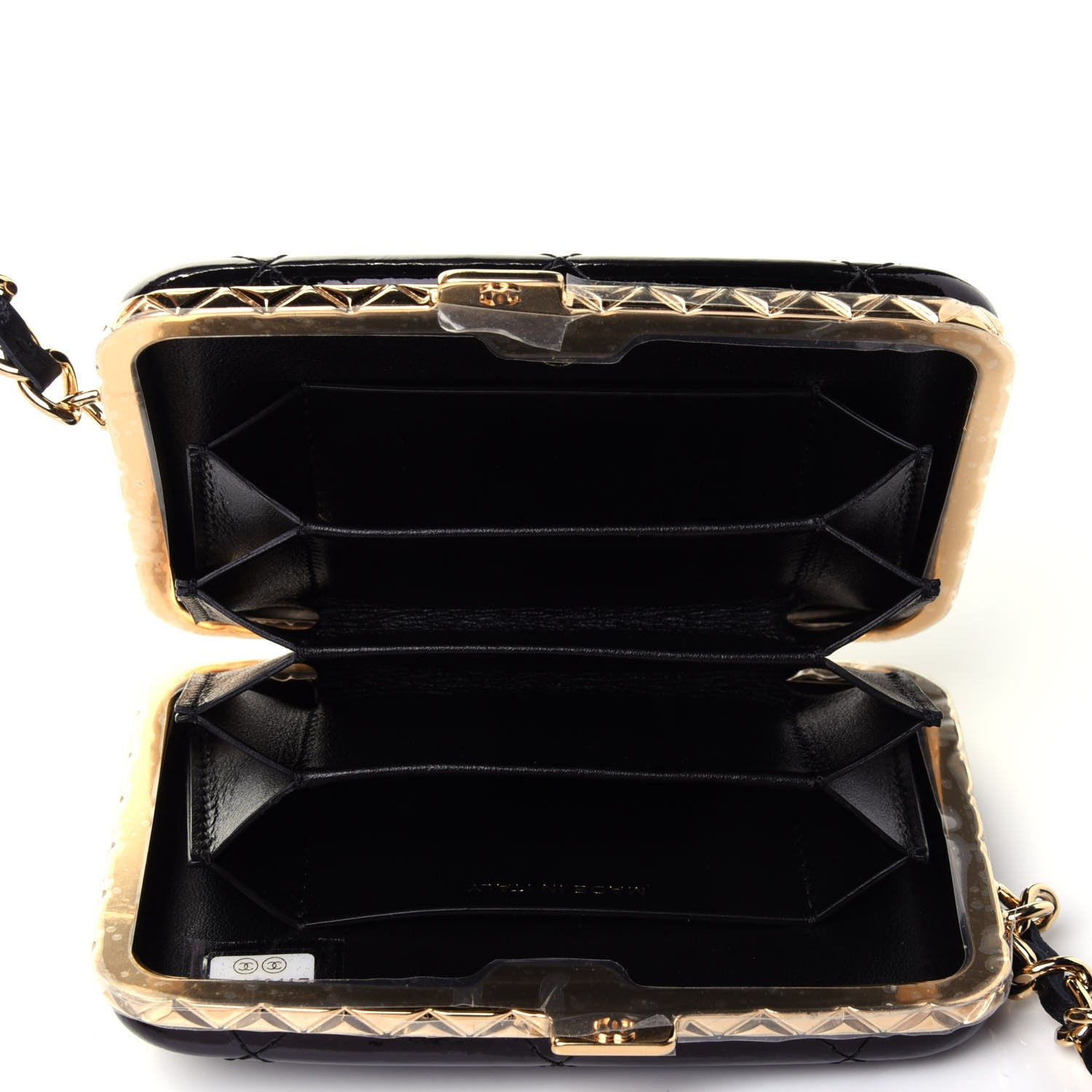 Chanel Glazed Goatskin Quilted Small Box With Chain Black 3 of 4