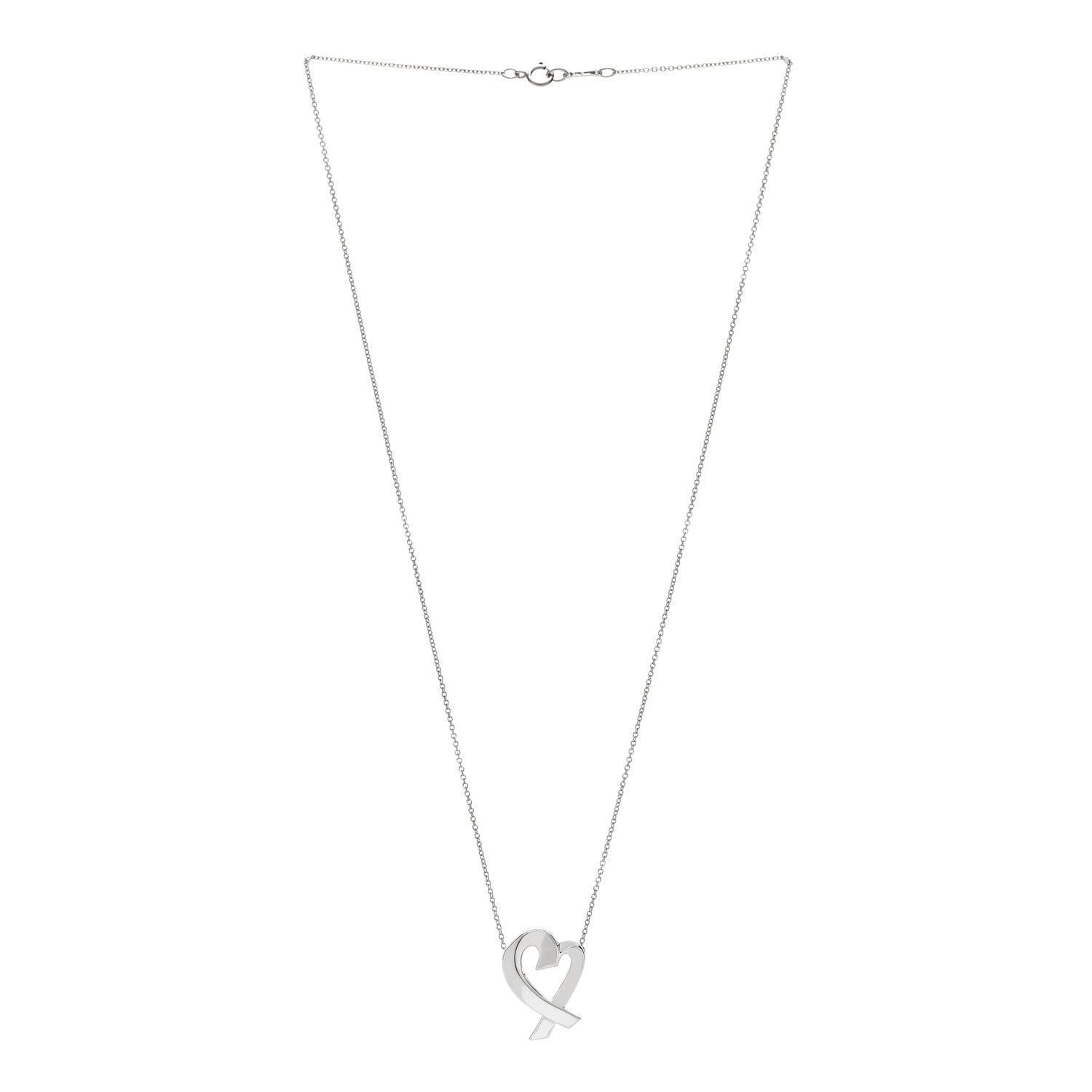 Tiffany Sterling Silver Paloma Picasso Loving Heart Pendant Necklace 3 of 5