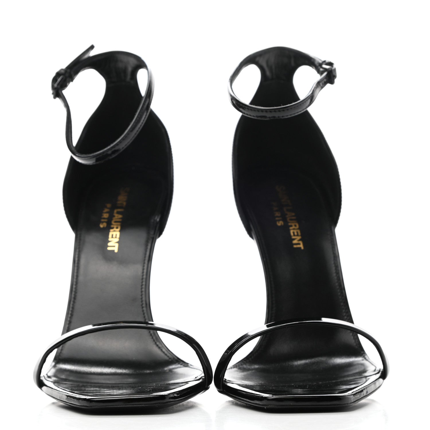 Saint Laurent Patent Calfskin Opyum 110 Sandals 38 Black 2 of 11