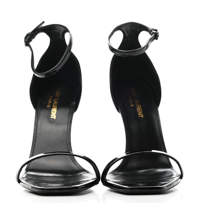 Saint Laurent Patent Calfskin Opyum 110 Sandals 38 Black 2 of 11
