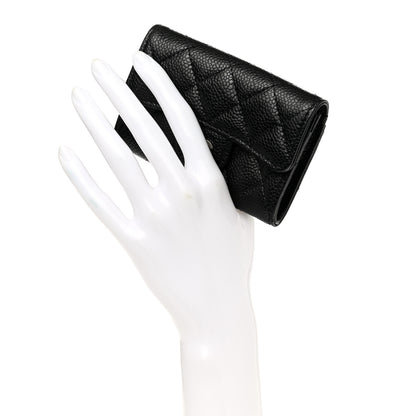 Chanel Caviar Quilted Flap Card Holder Wallet Black 2 of 9