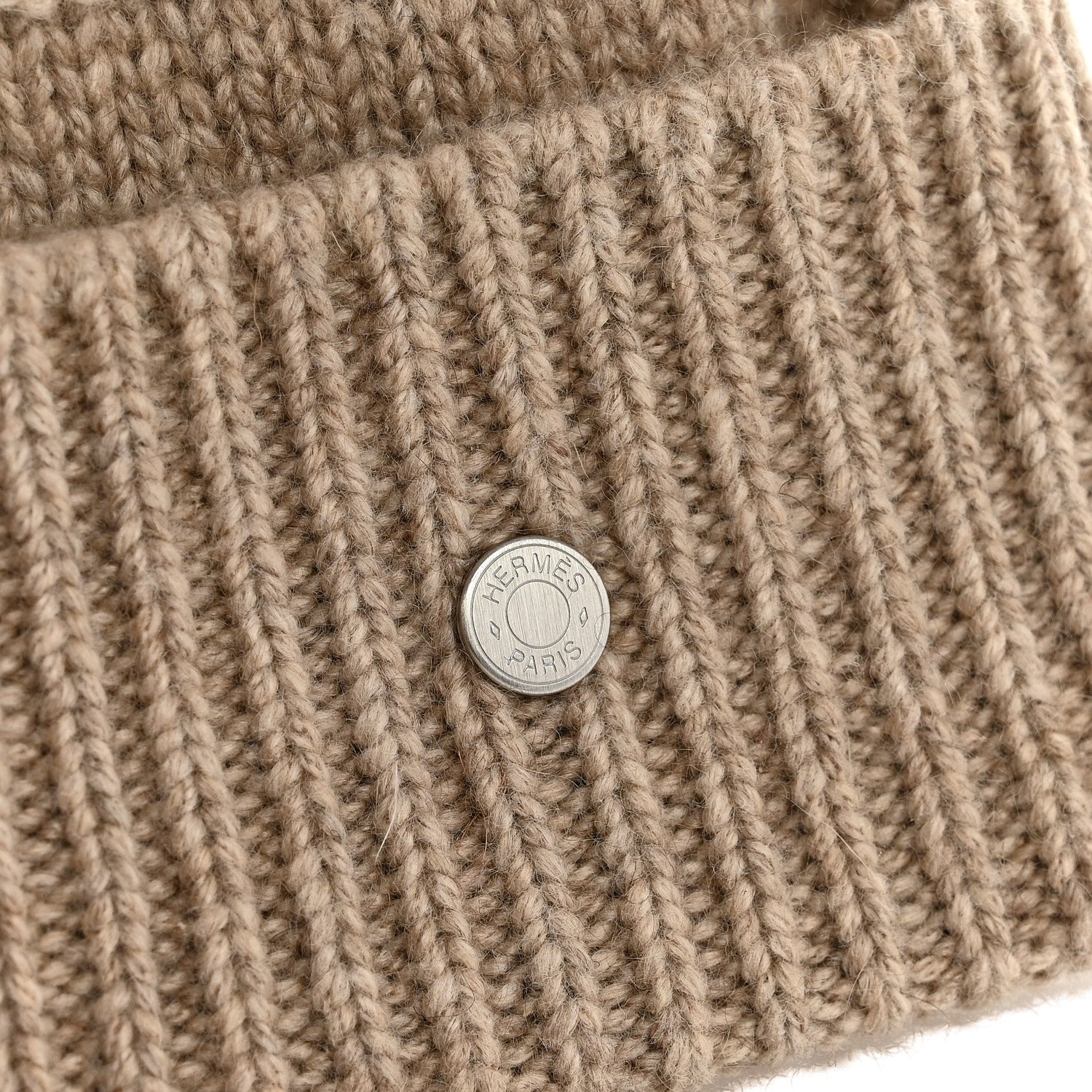 Hermes Cashmere Knit Cable Maillons Beanie M Beige 5 of 5