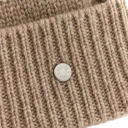 Hermes Cashmere Knit Cable Maillons Beanie M Beige 5 of 5