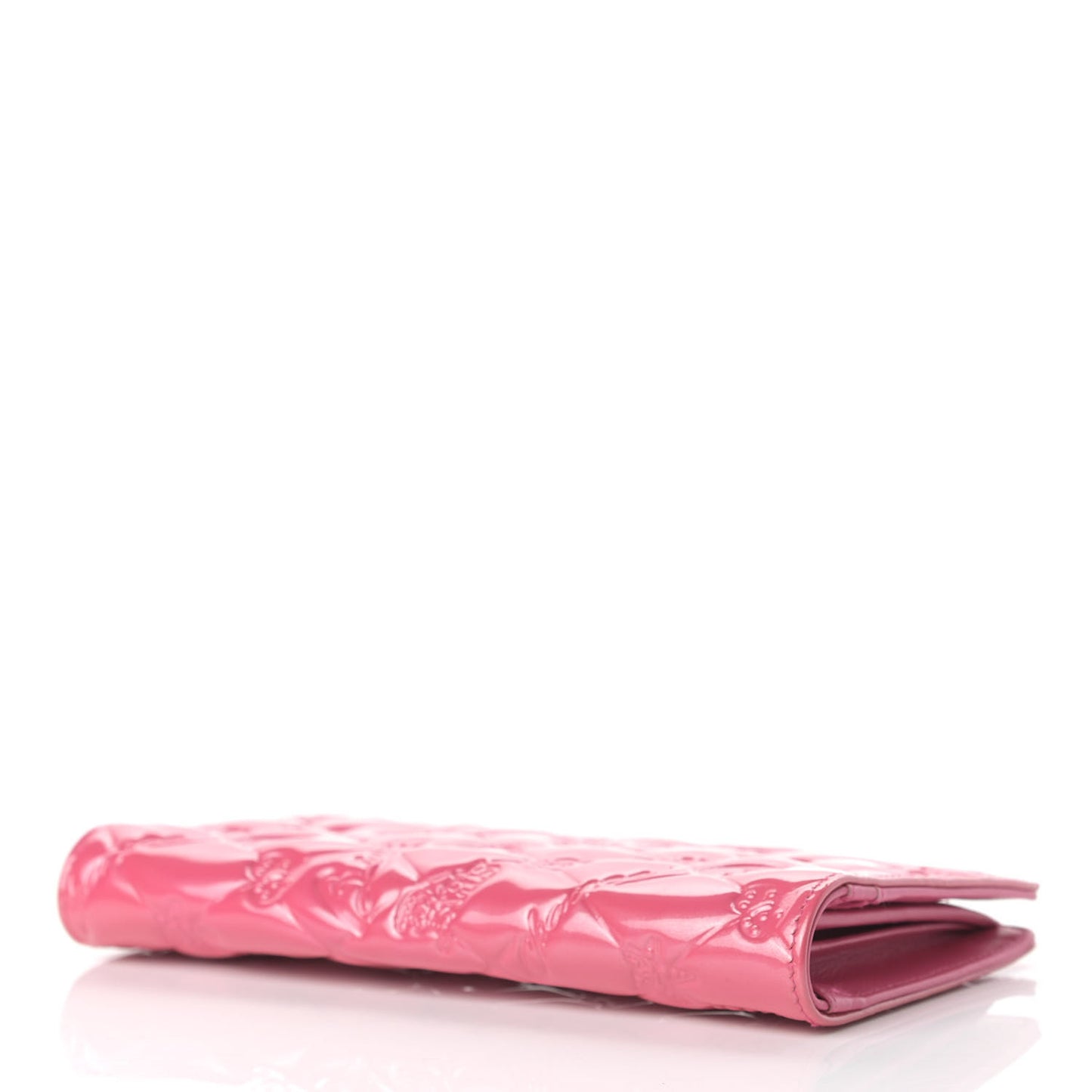 Patent Calfskin Lucky Symbols Yen Wallet Pink