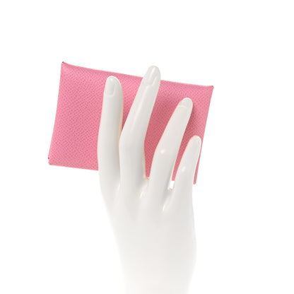 Hermes Epsom Calvi Card Case 5P Pink 2 of 8