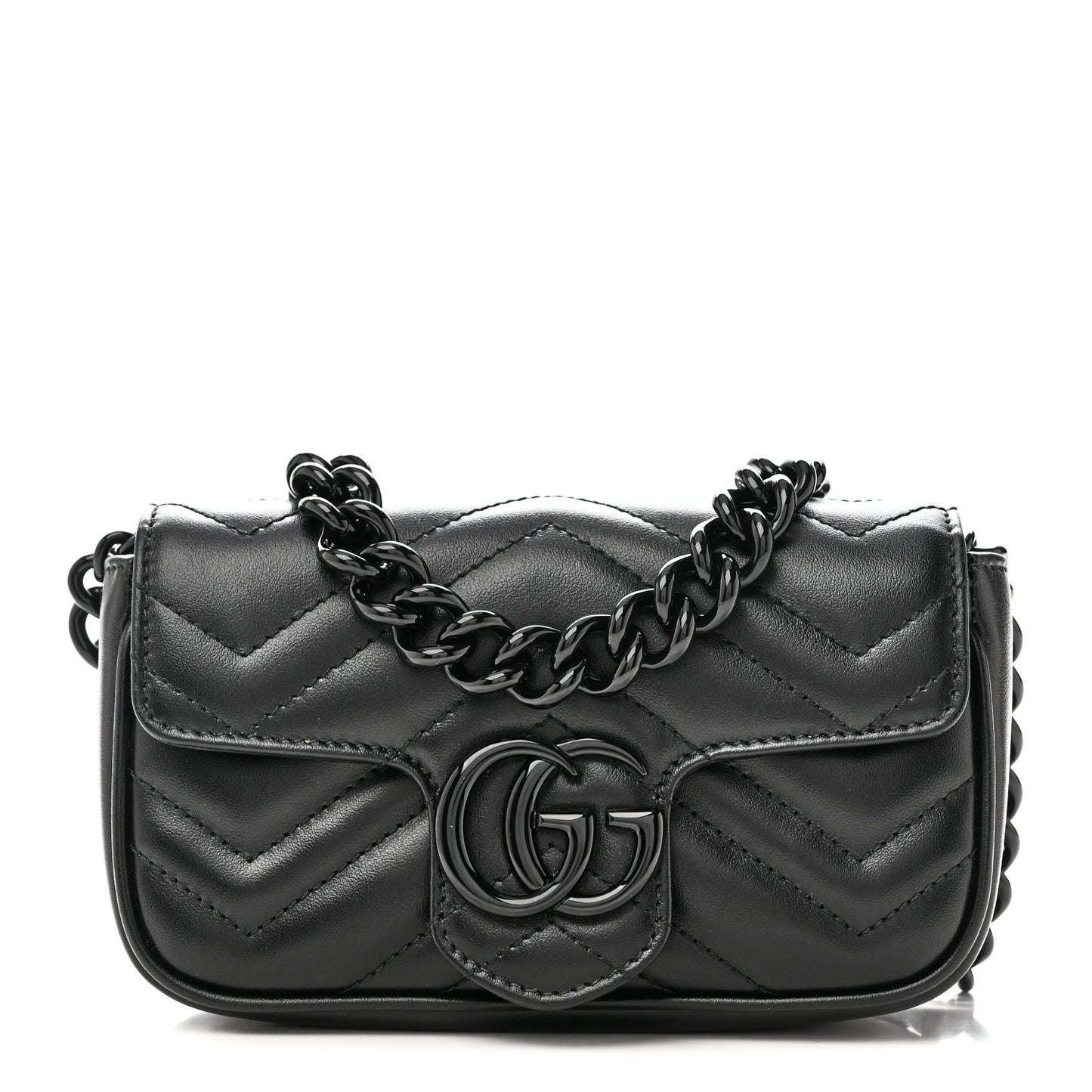 Calfskin Matelasse Monochrome GG Marmont Chain Belt Bag Black