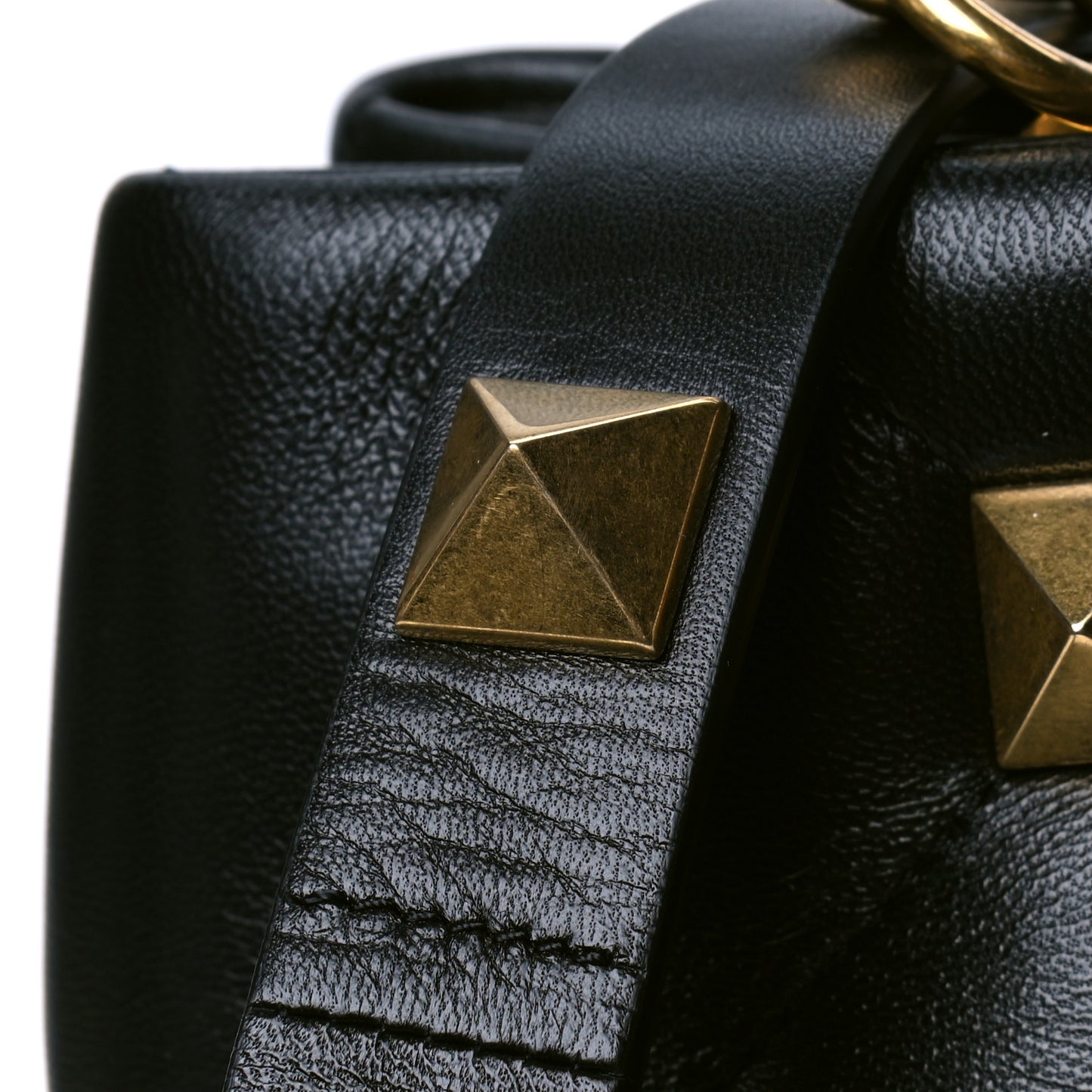 Nappa Roman Stud The Handle Bag Black