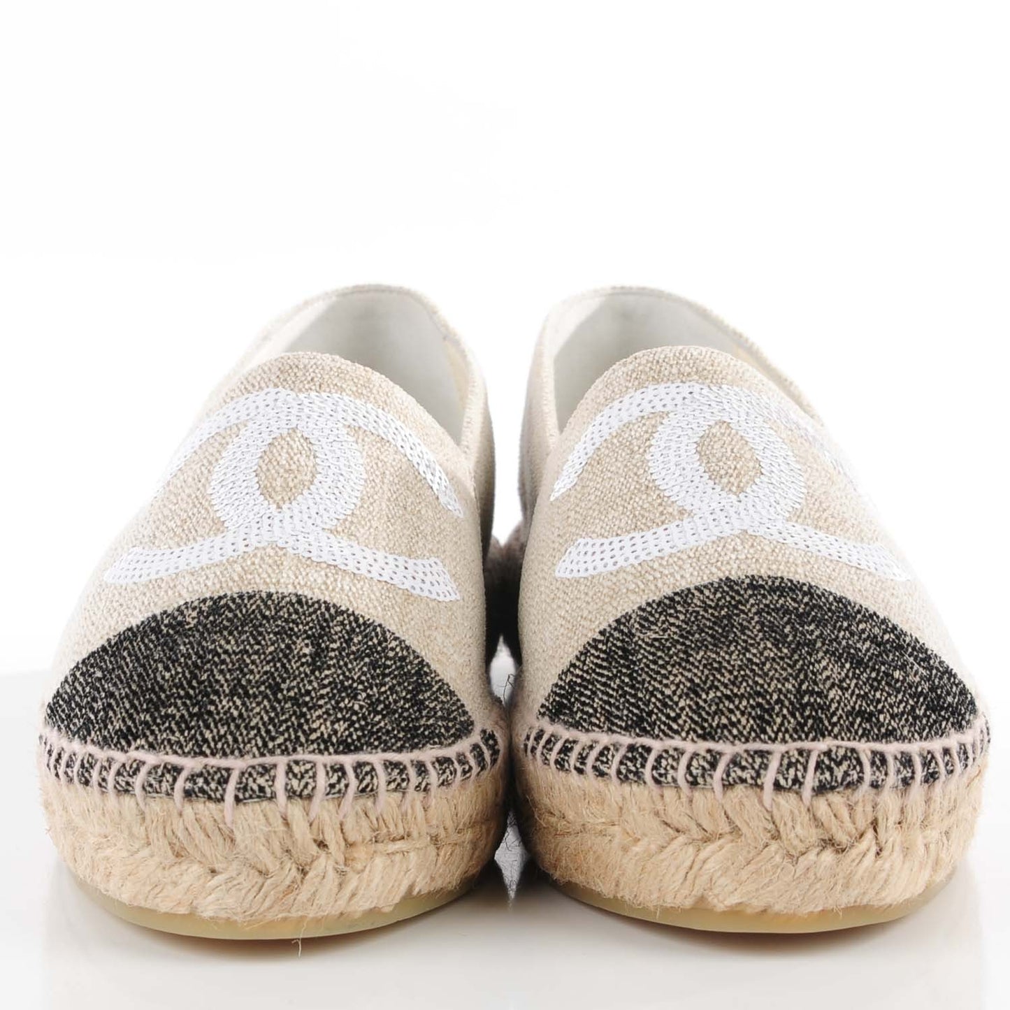 Toile Sequin CC Espadrilles 38 Beige Black