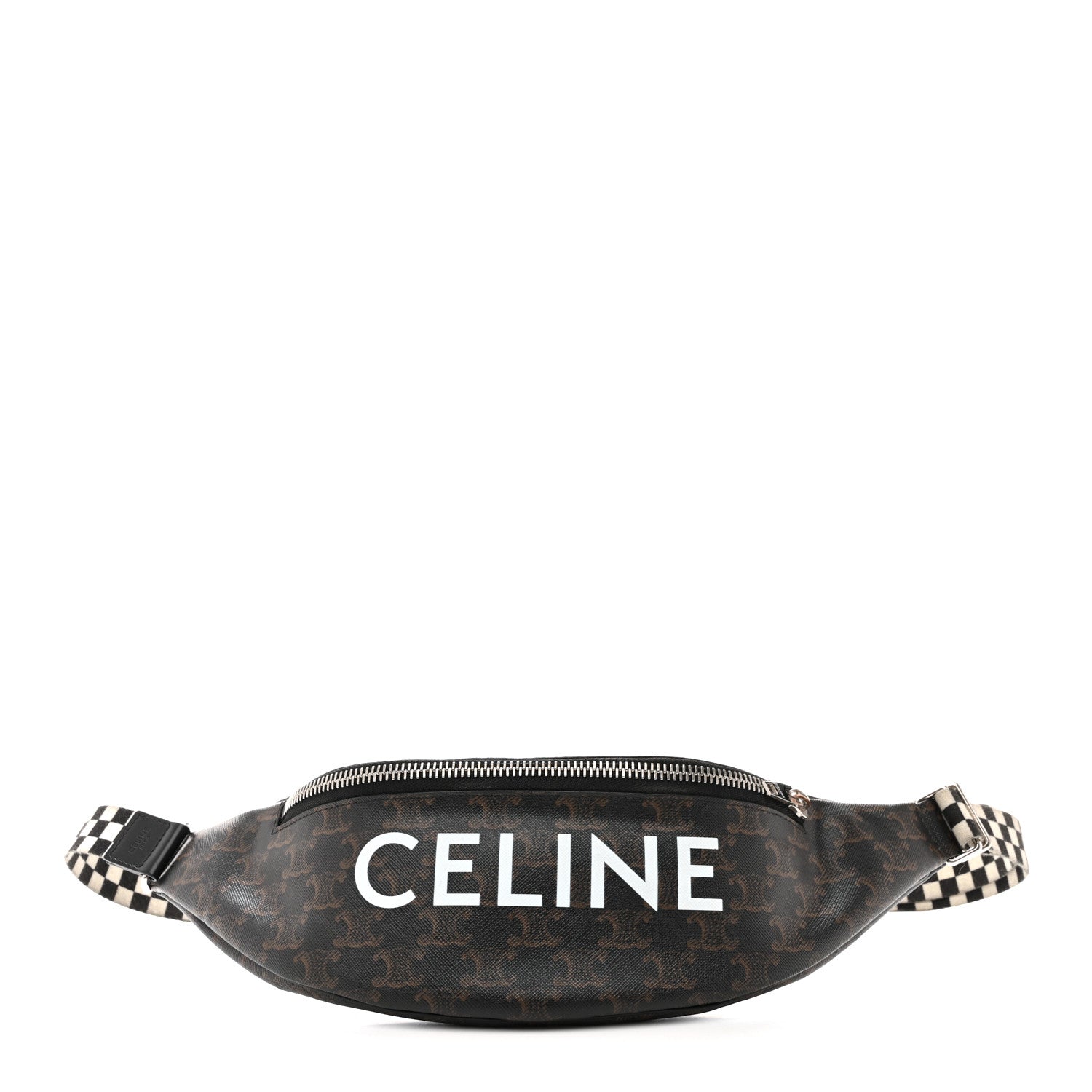 Celine Triomphe Logo Canvas Checker Belt Bag Black 1 of 15