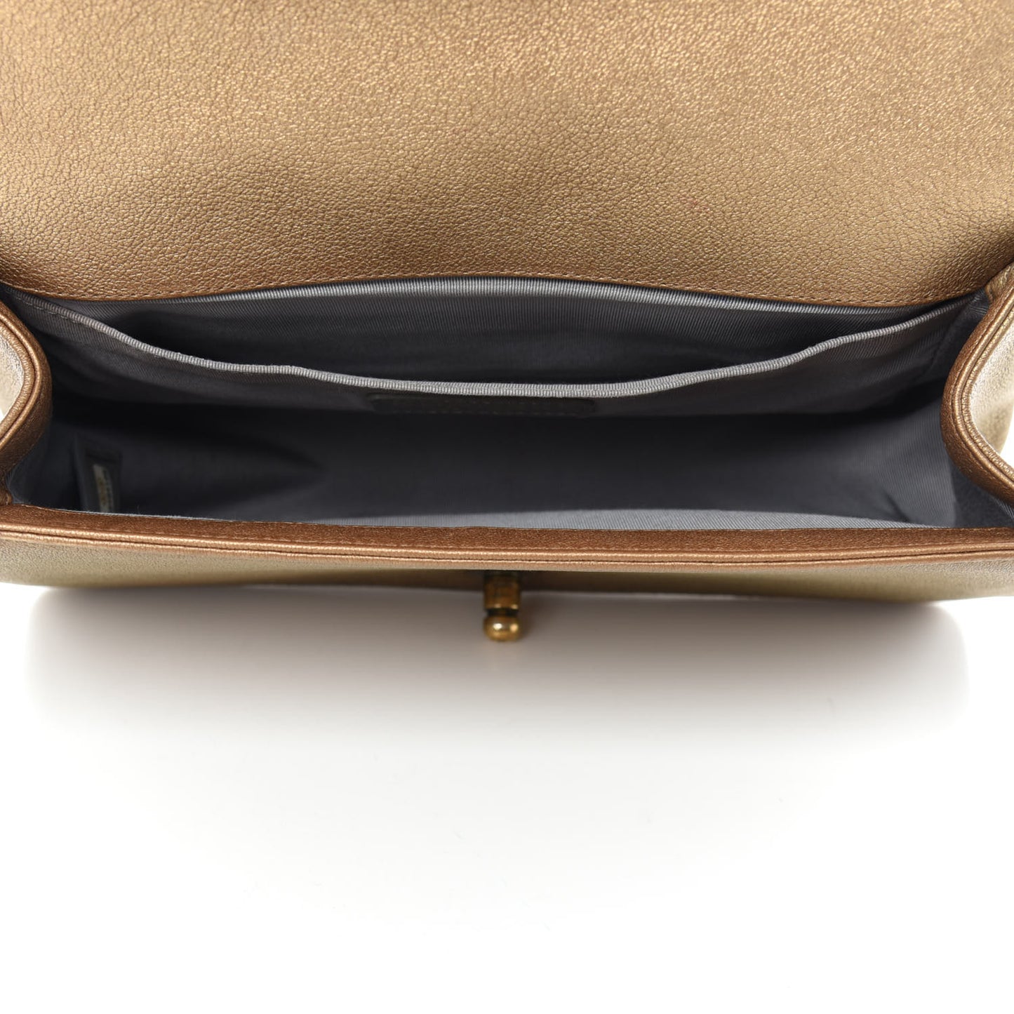 Metallic Lambskin Medium Golden CC Boy Flap Dark Gold
