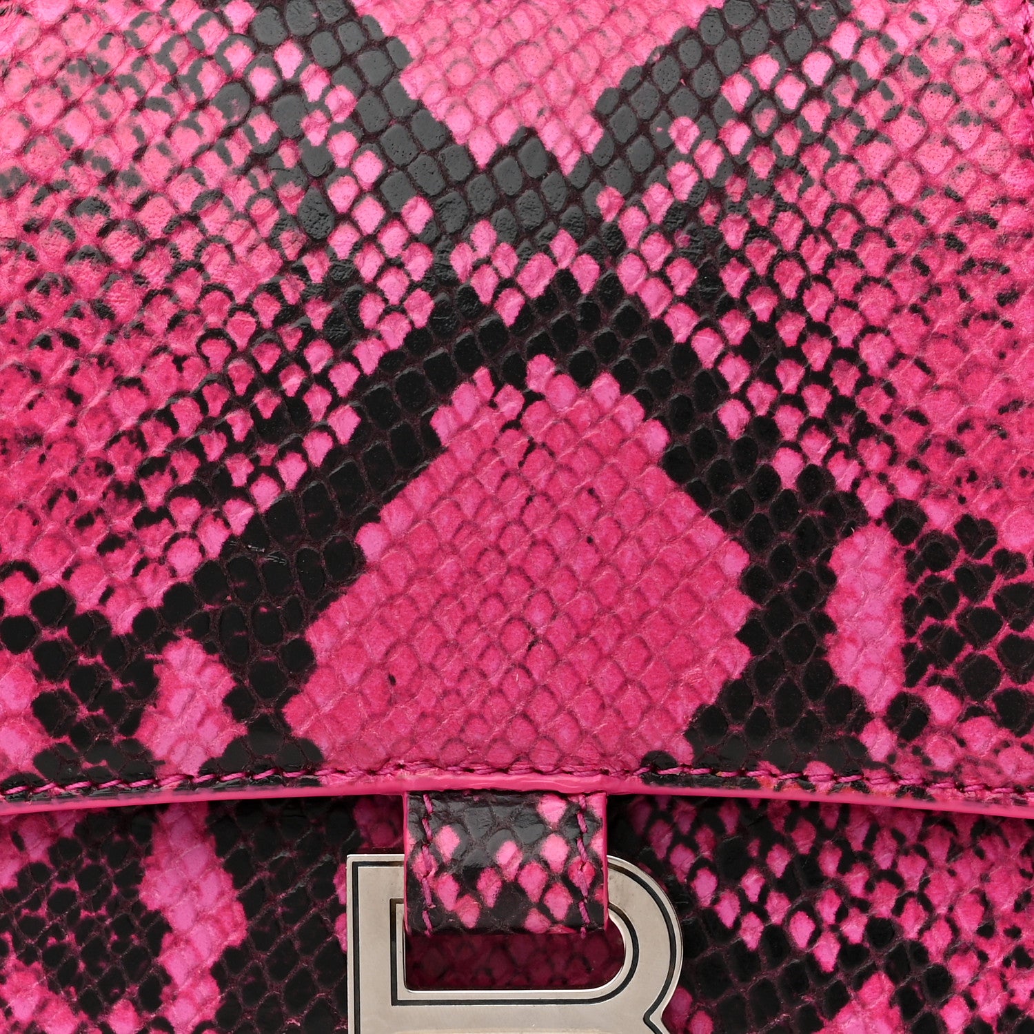 Balenciaga Shiny Calfskin Python Effect Small Hourglass Top Handle Bag Fuchsia Black 8 of 12