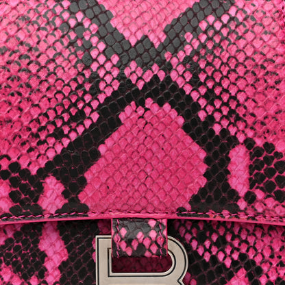 Balenciaga Shiny Calfskin Python Effect Small Hourglass Top Handle Bag Fuchsia Black 8 of 12