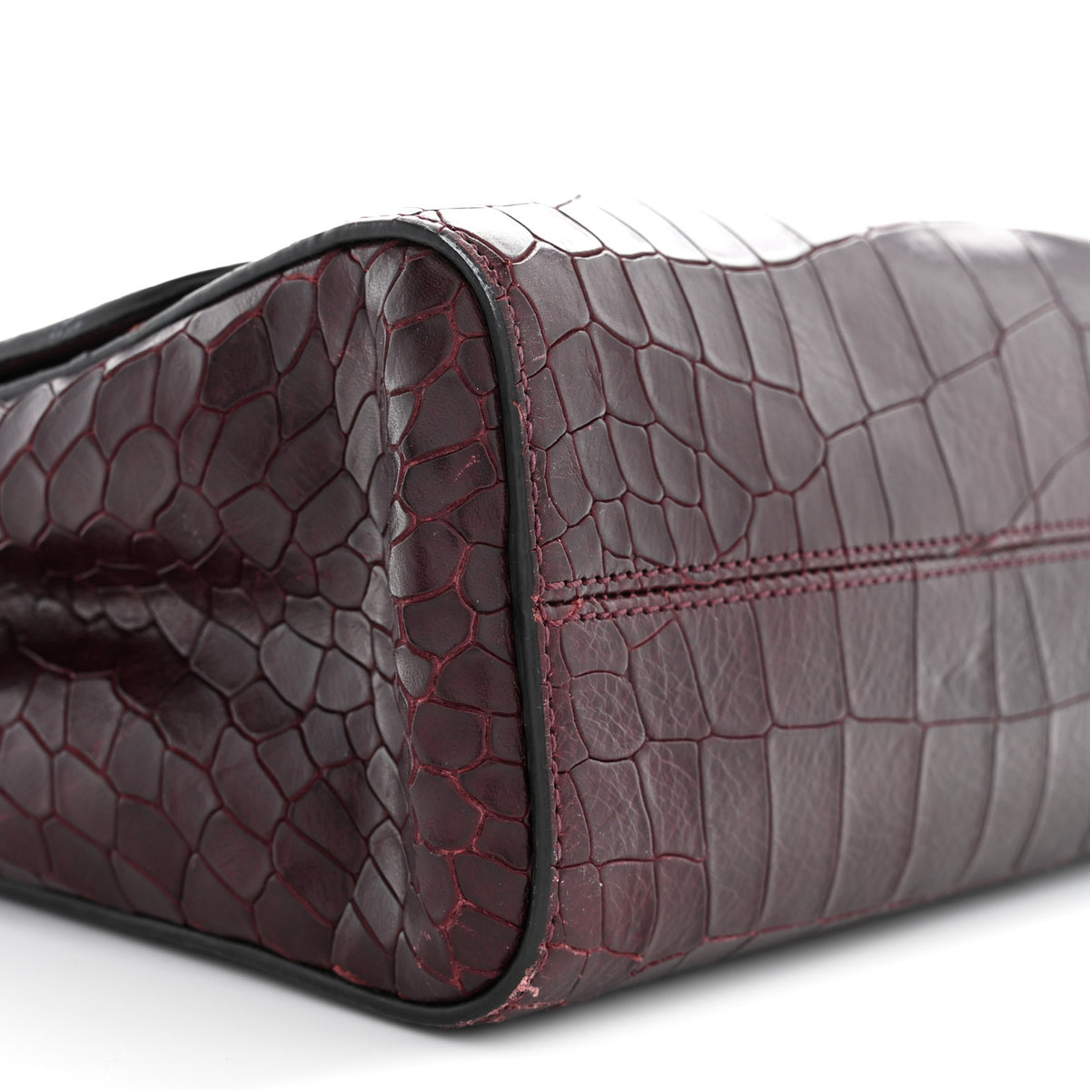 Nappa Crocodile Embossed Medium Lily Flap Oxblood