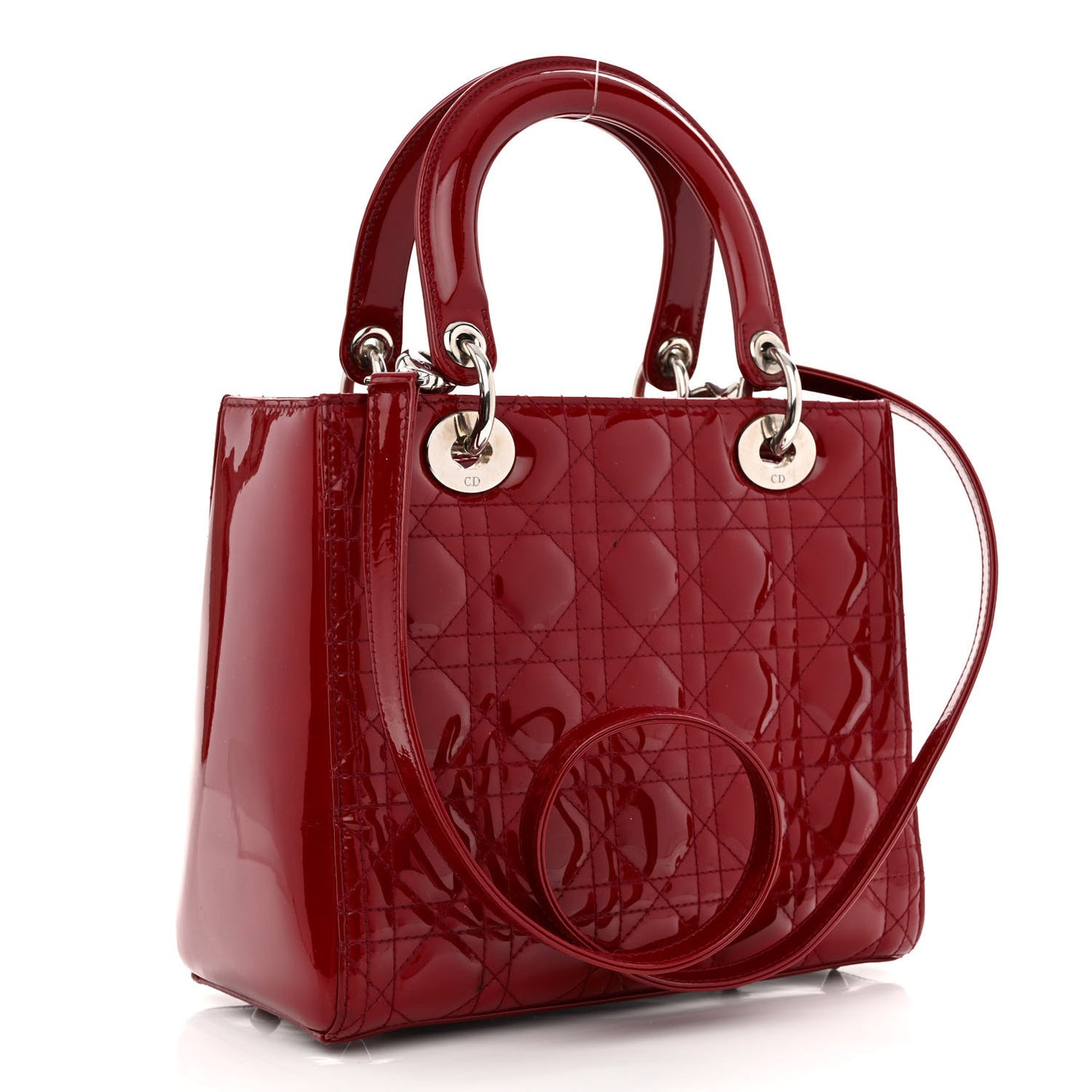 Patent Cannage Medium Lady Dior Red