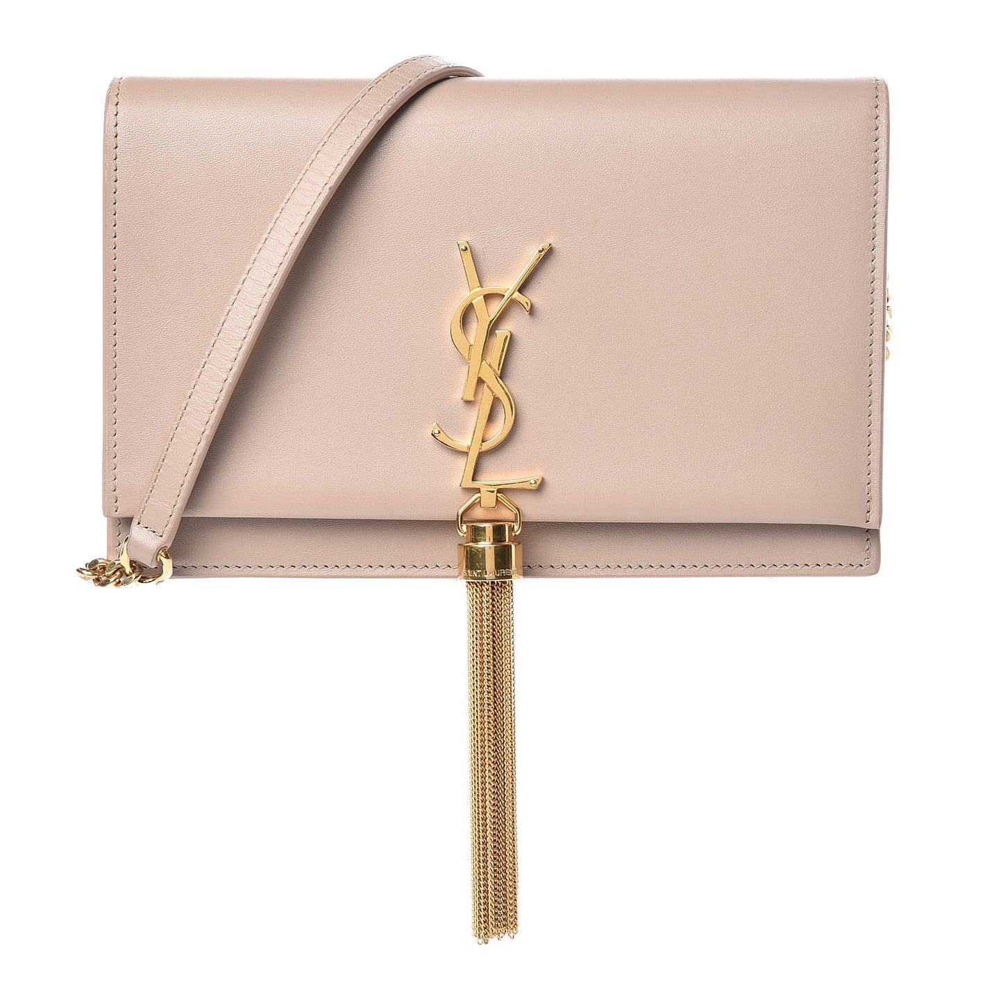 Smooth Calfskin Classic Monogram Kate Tassel Chain Wallet Nude Powder