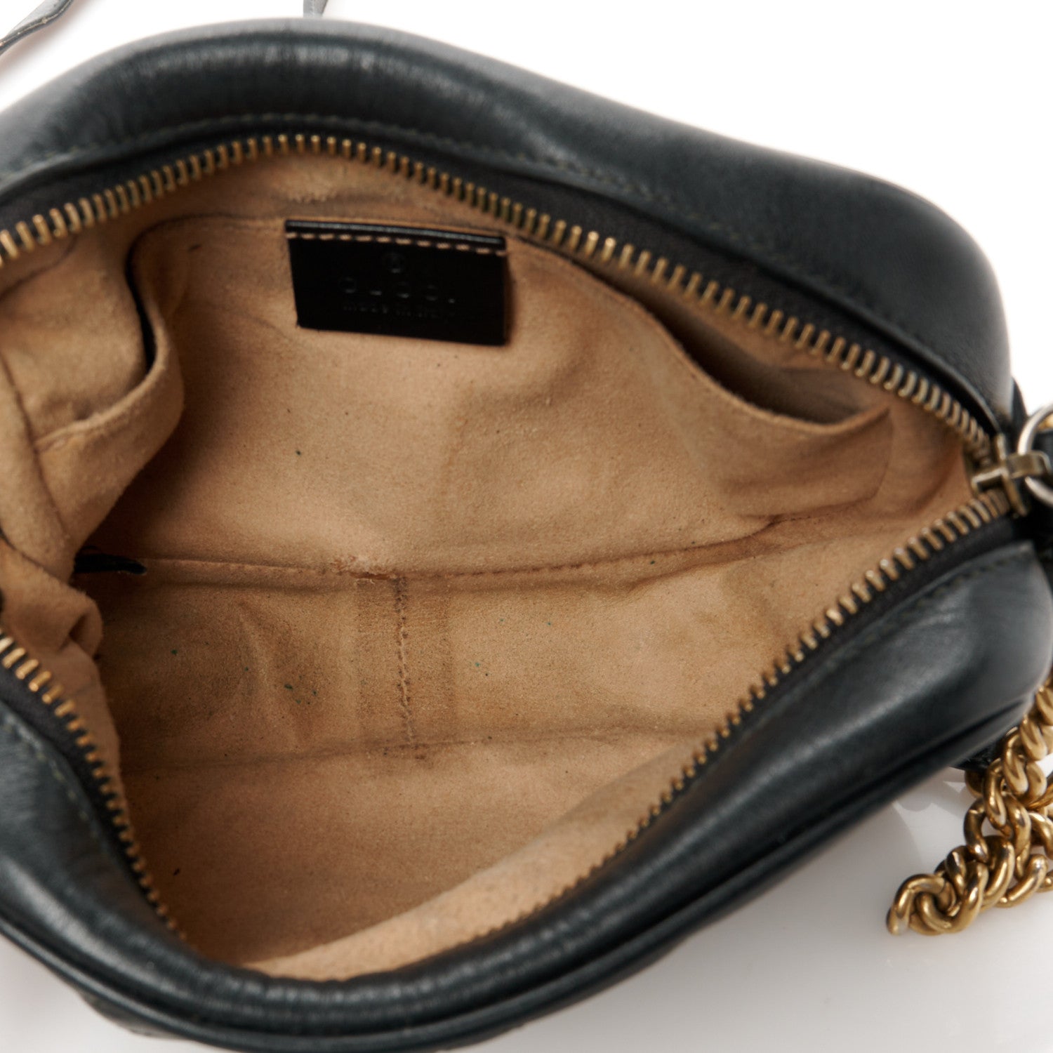 Gucci Calfskin Matelasse Mini GG Marmont Chain Shoulder Bag Black 5 of 12