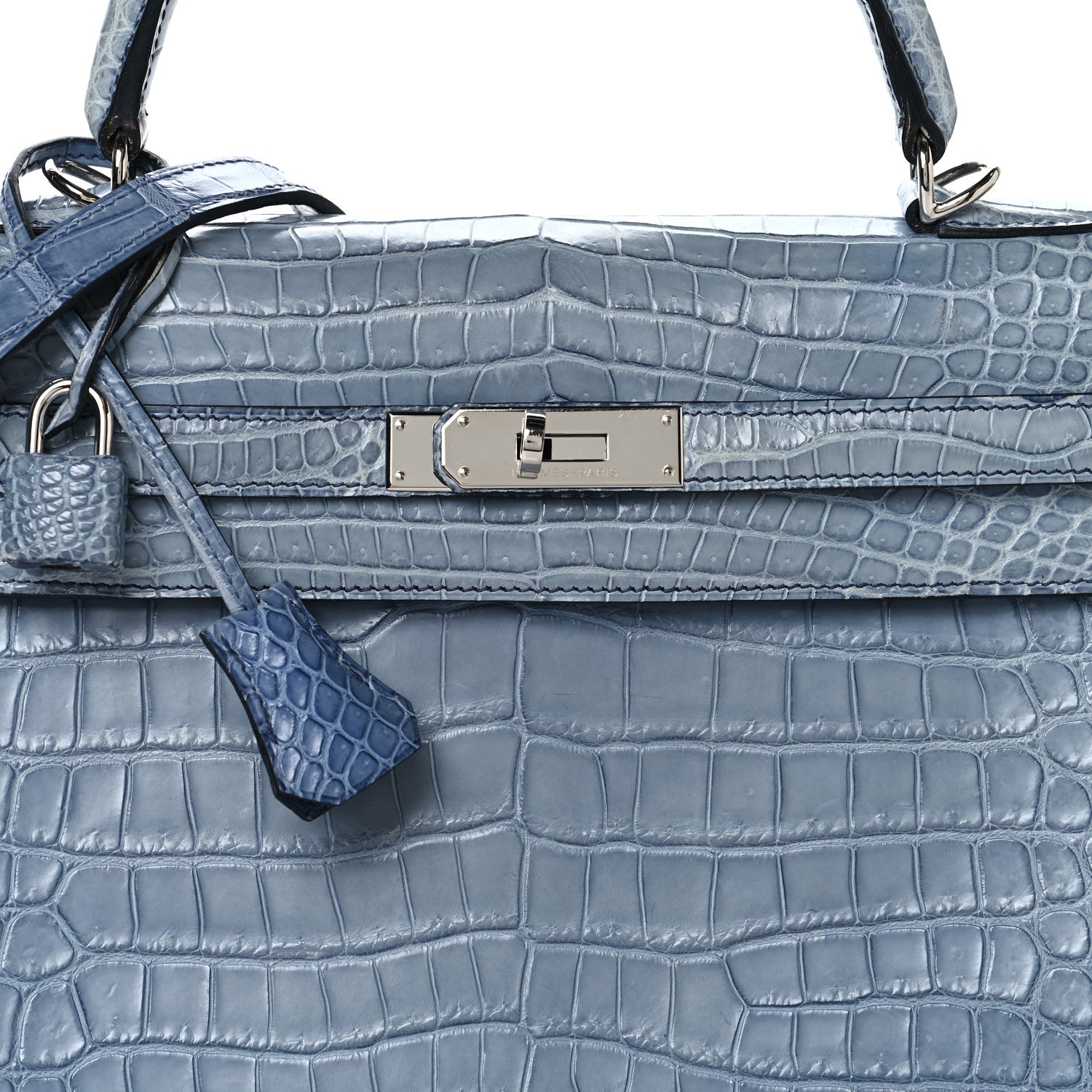 Hermes Matte Porosus Crocodile Kelly 35 Bleu Brighton 8 of 16