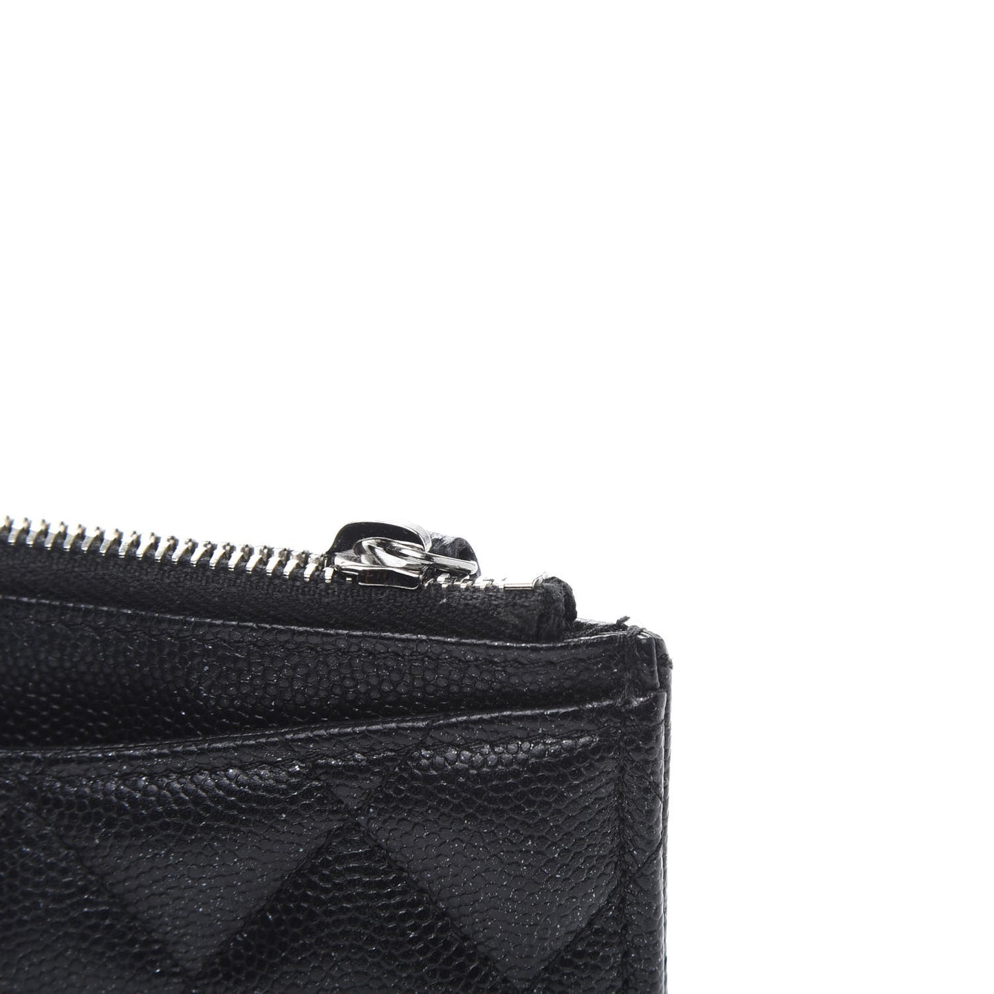 Iridescent Caviar Quilted Classic Zip Pouch Black