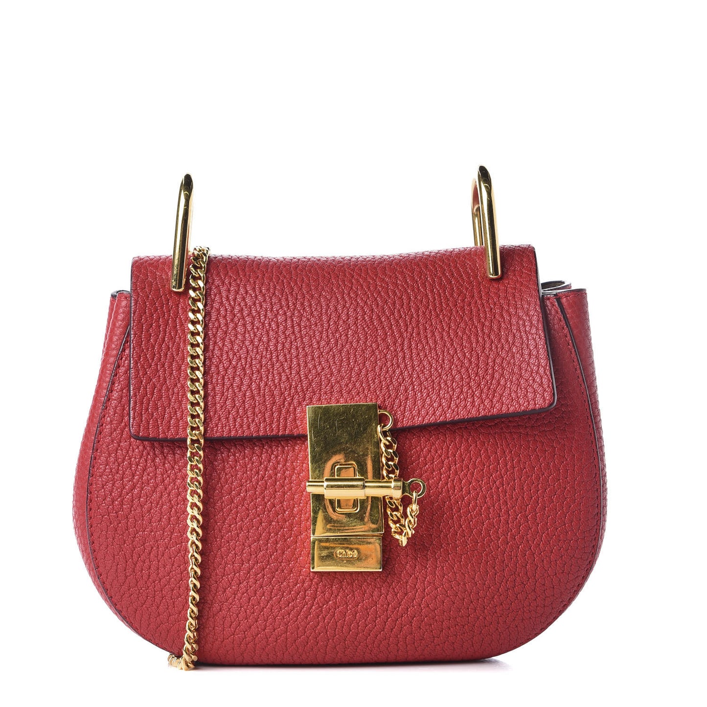 Grained Lambskin Mini Drew Shoulder Bag Red