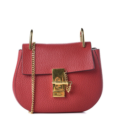 Chloe Grained Lambskin Mini Drew Shoulder Bag Red 1 of 8