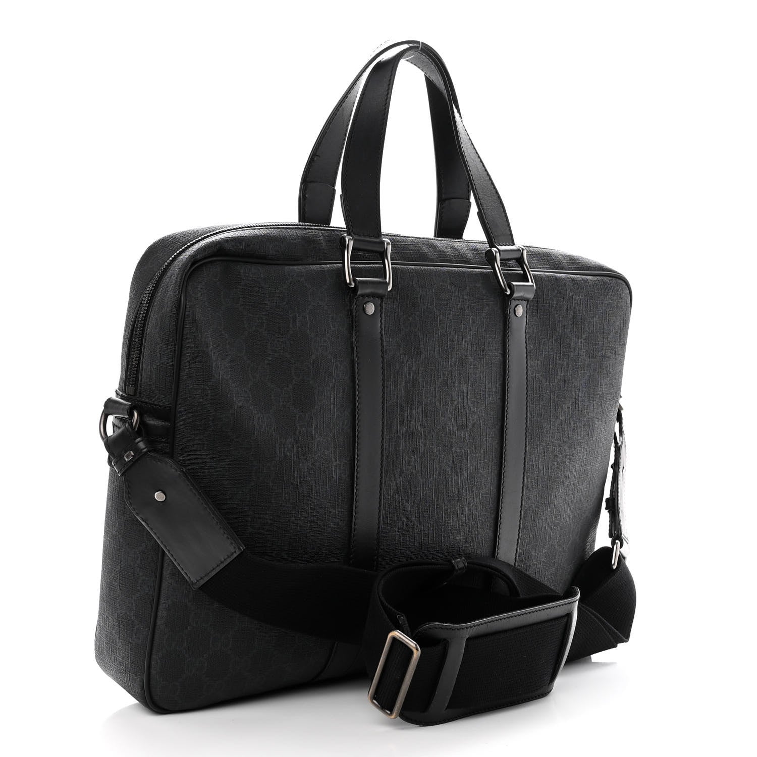 Gucci GG Supreme Monogram Briefcase Black Grey 3 of 12