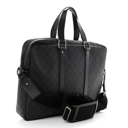 Gucci GG Supreme Monogram Briefcase Black Grey 3 of 12