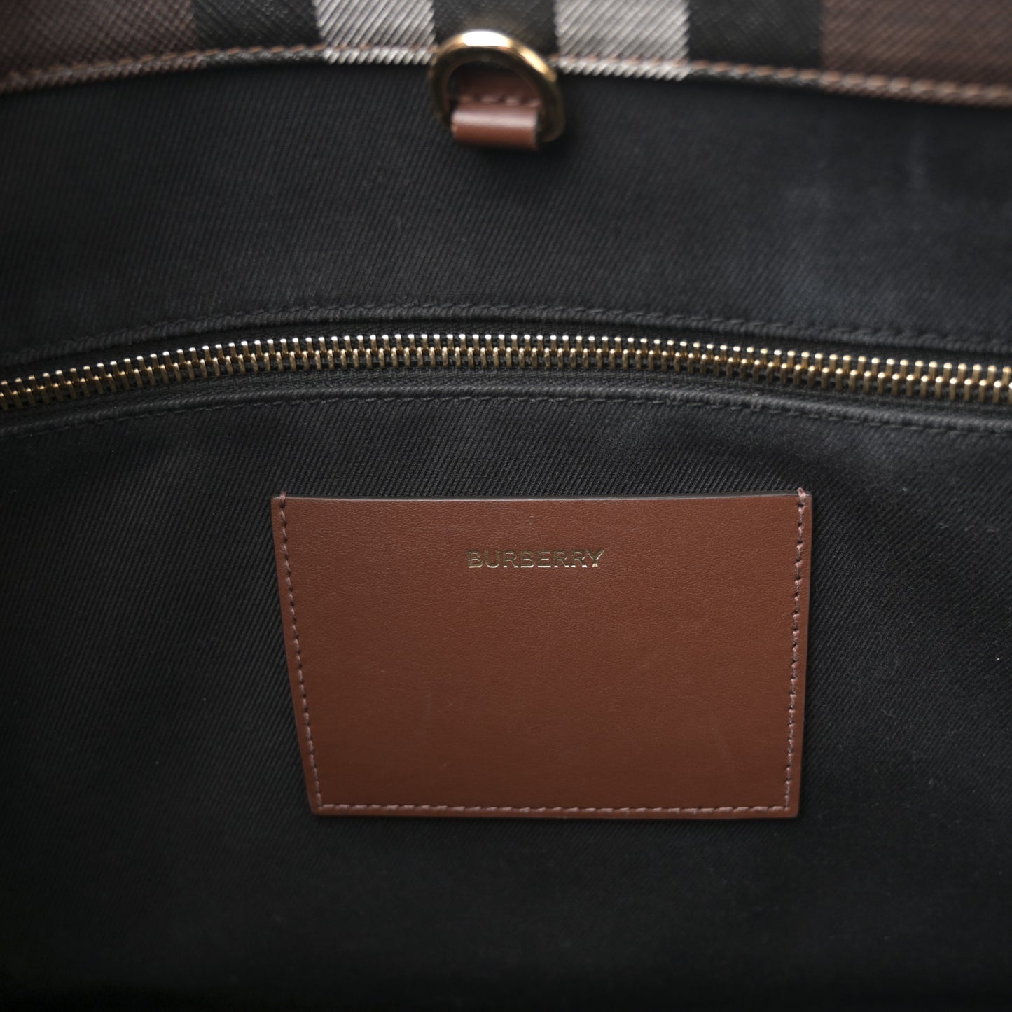 E-Canvas Check Calfskin Medium Freya Tote Dark Birch Brown