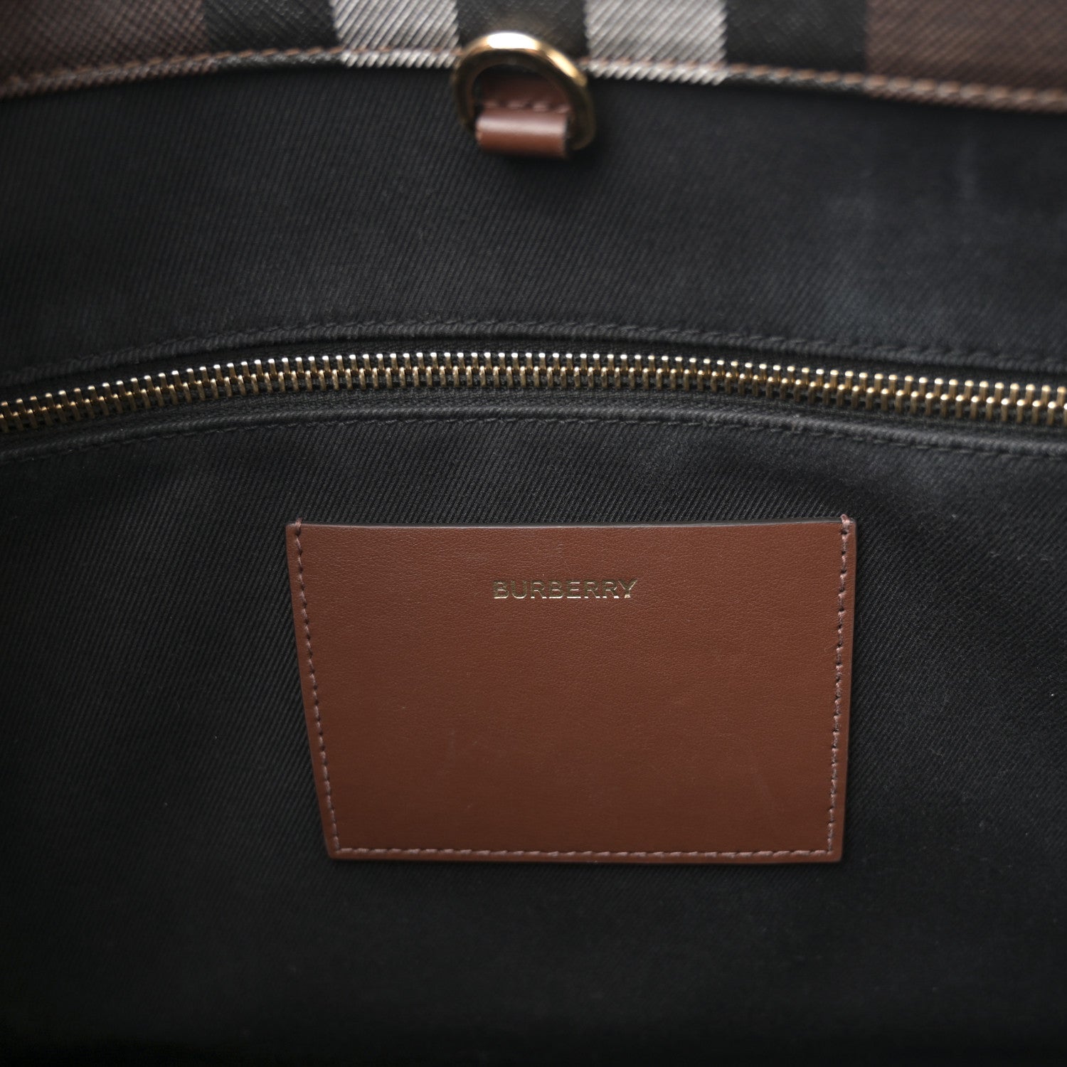 Burberry E-Canvas Check Calfskin Medium Freya Tote Dark Birch Brown 6 of 11