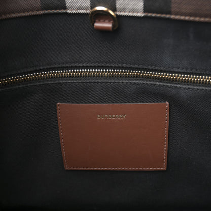 Burberry E-Canvas Check Calfskin Medium Freya Tote Dark Birch Brown 6 of 11