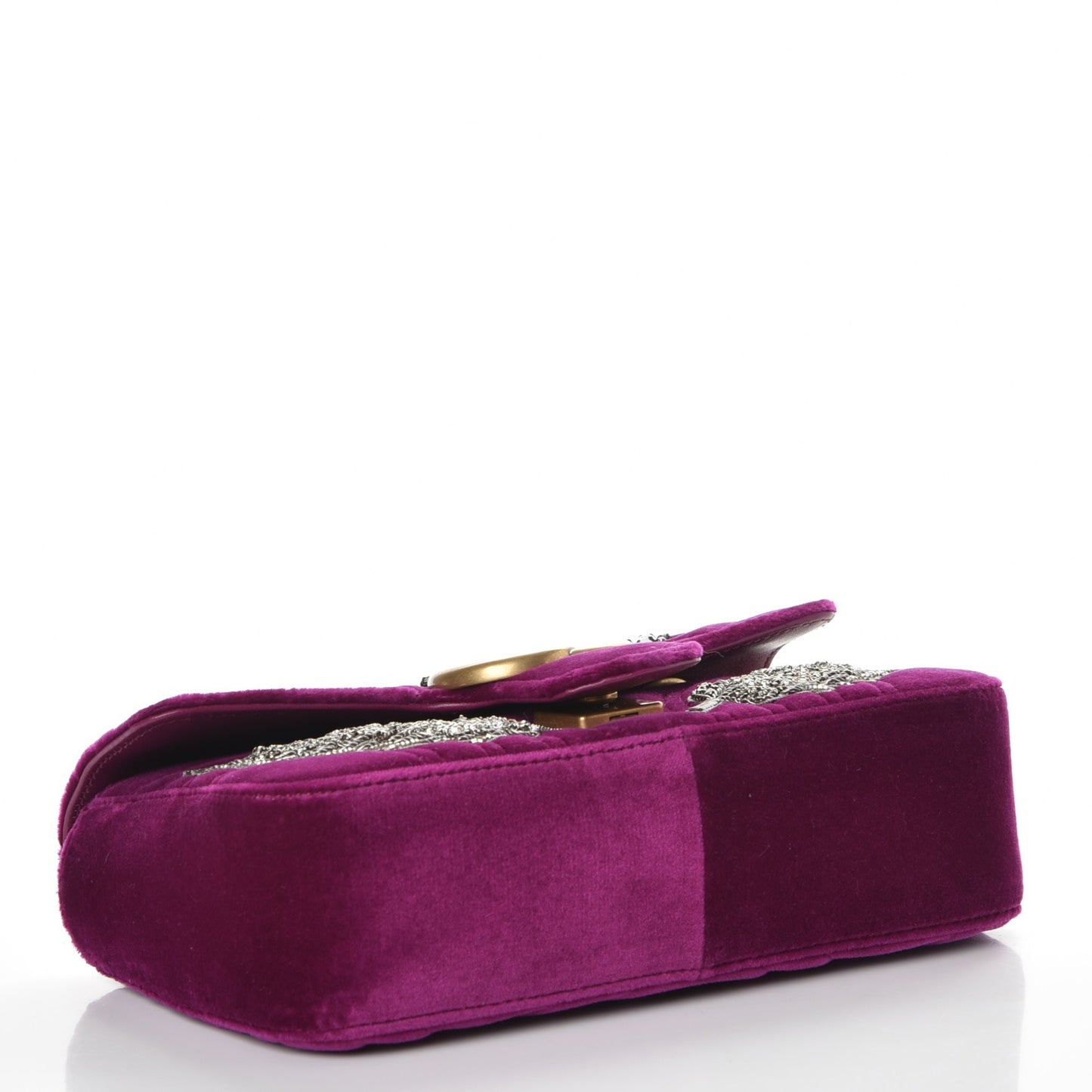 Velvet Matelasse Embroidered Mini GG Marmont Shoulder Bag Bordeaux