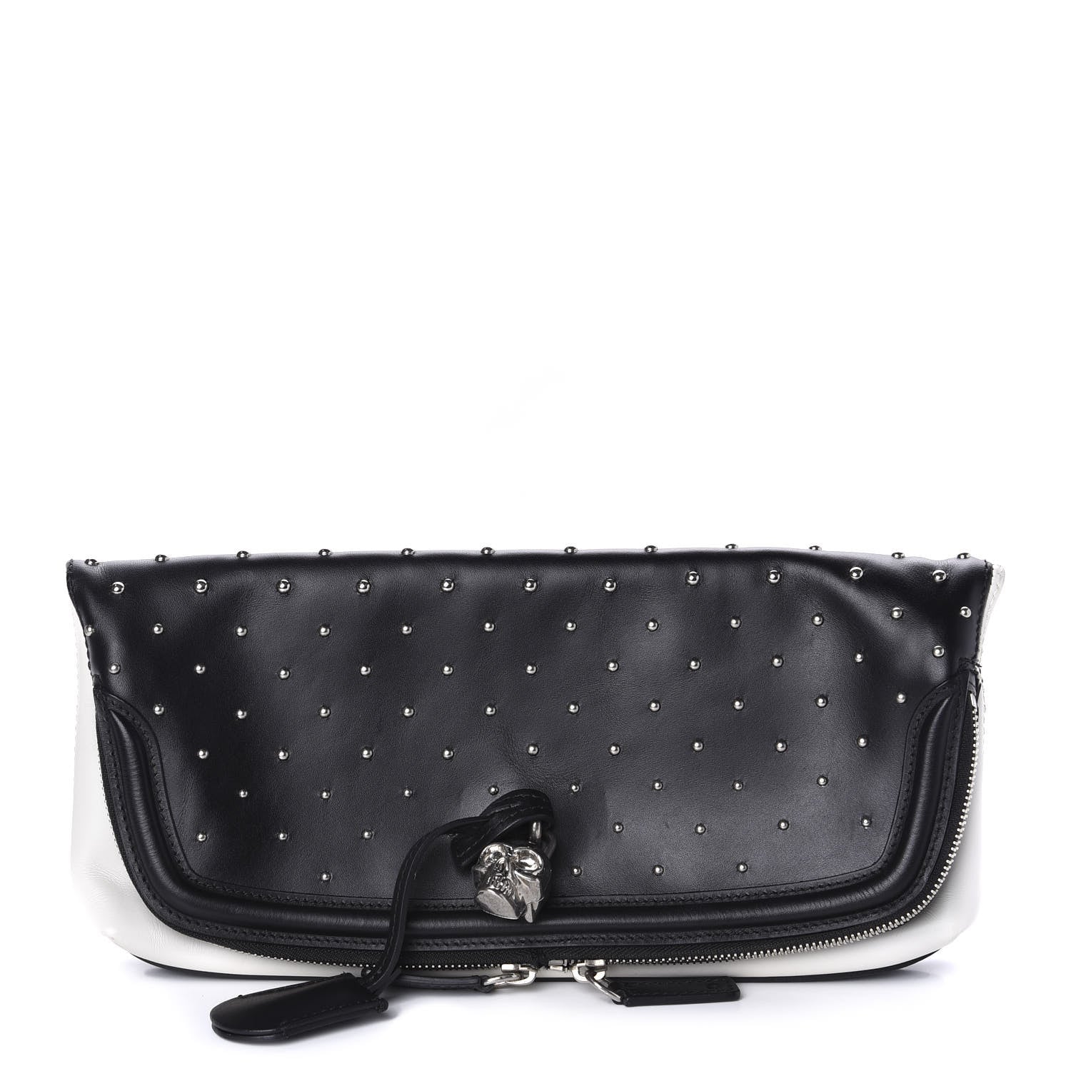Alexander McQueen Calfskin Studded Padlock Skull Clutch Black 1 of 13