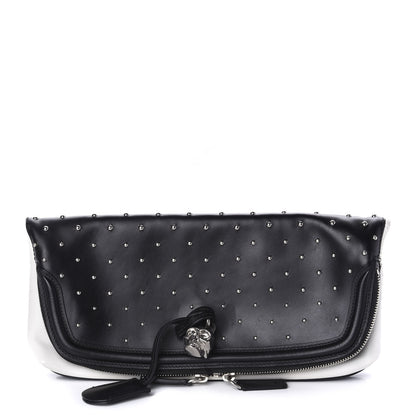 Alexander McQueen Calfskin Studded Padlock Skull Clutch Black 1 of 13