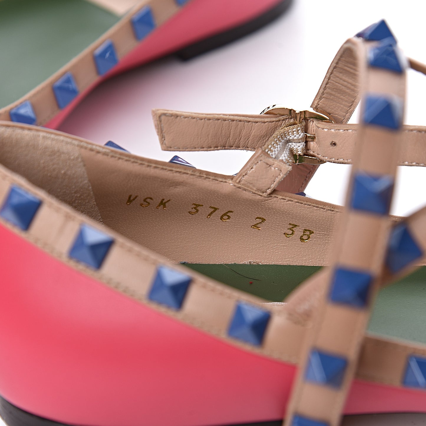 Nappa Rockstud Cage Ballerina Flats 38 Deep Fuxia