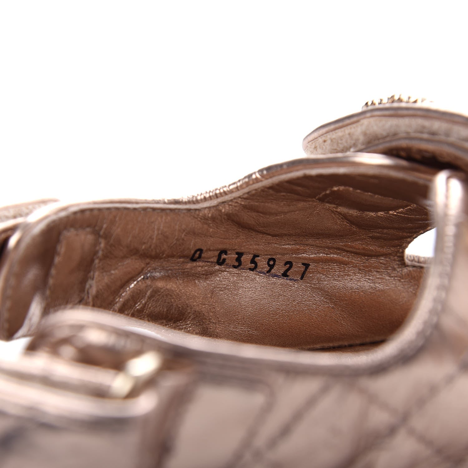 Chanel Iridescent Lambskin Quilted Velcro Dad Sandals 38.5 Light Bronze 10 of 11