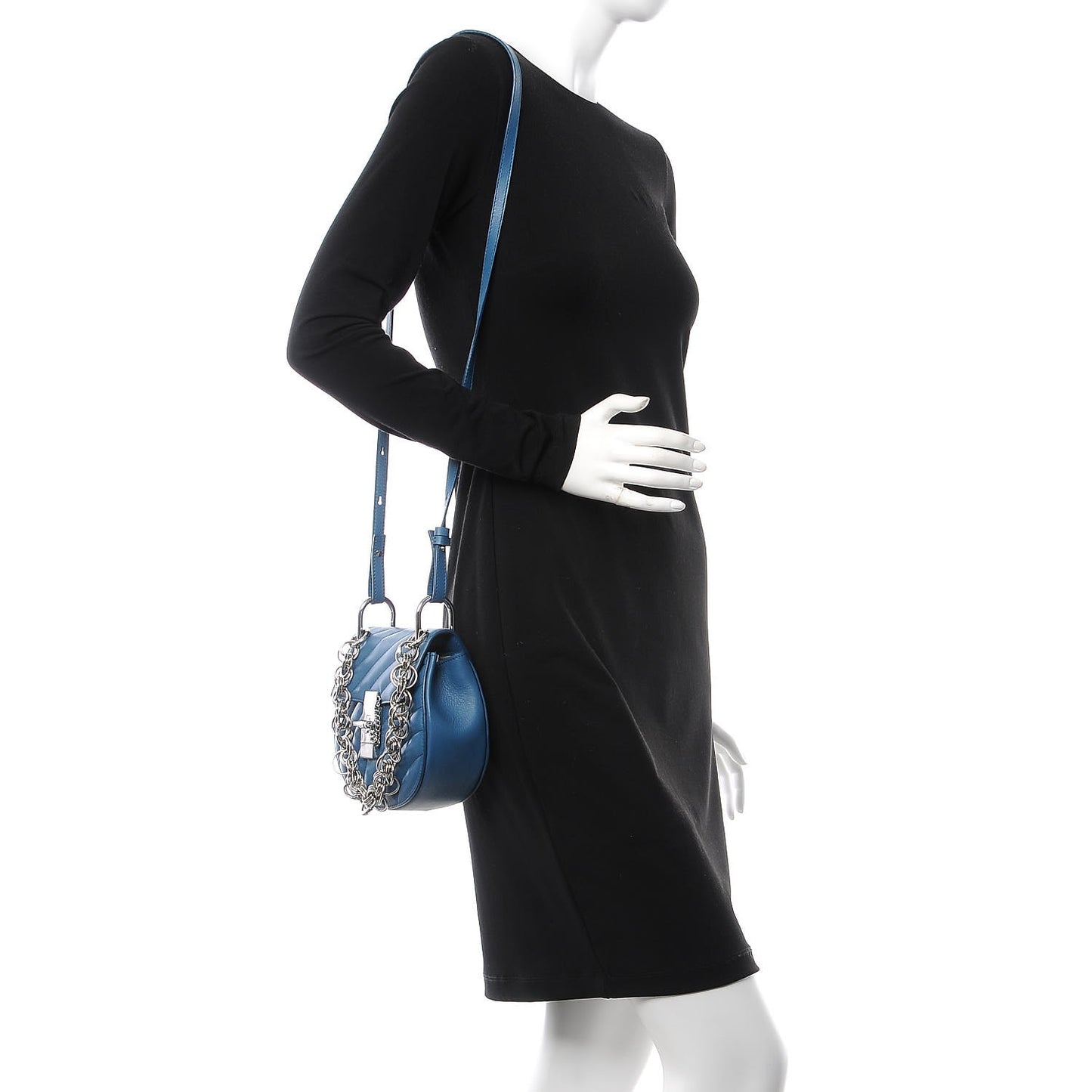 Calfskin Quilted Mini Drew Bijou Shoulder Bag Vinyl Blue
