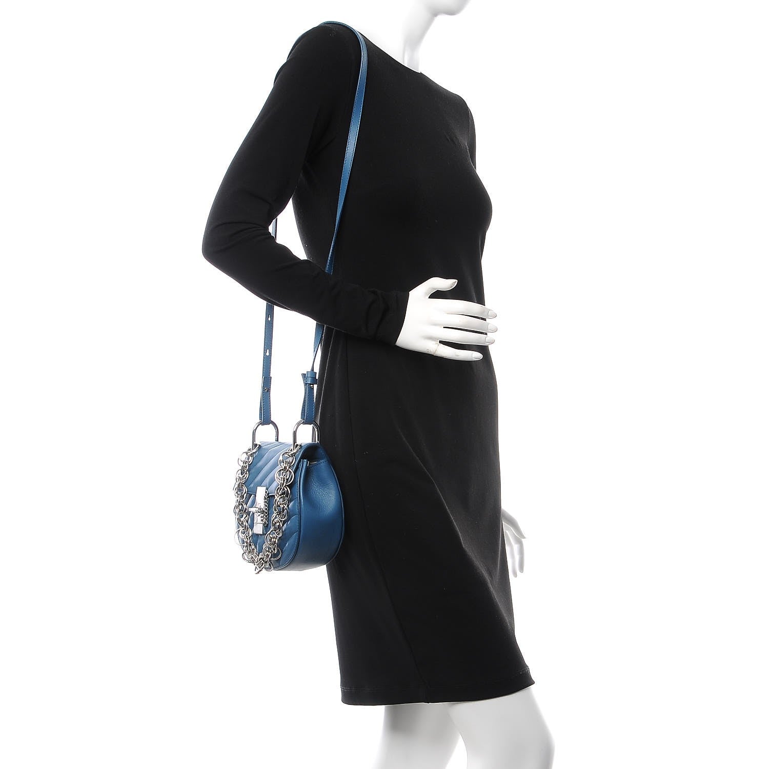 Chloe Calfskin Quilted Mini Drew Bijou Shoulder Bag Vinyl Blue 2 of 10