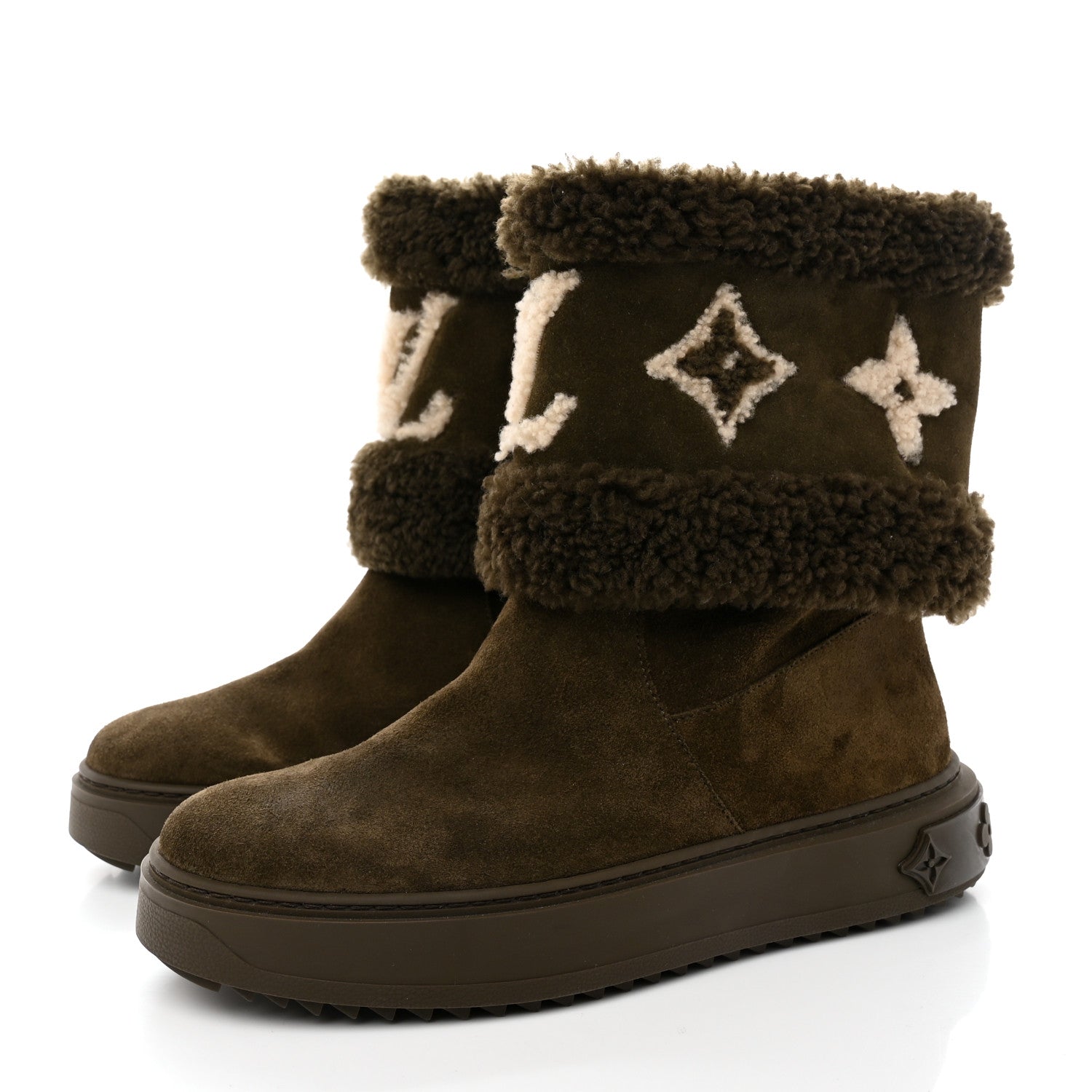 Louis Vuitton Suede Calfskin Shearling Snowdrop Flat Ankle Boots 38 3 of 15