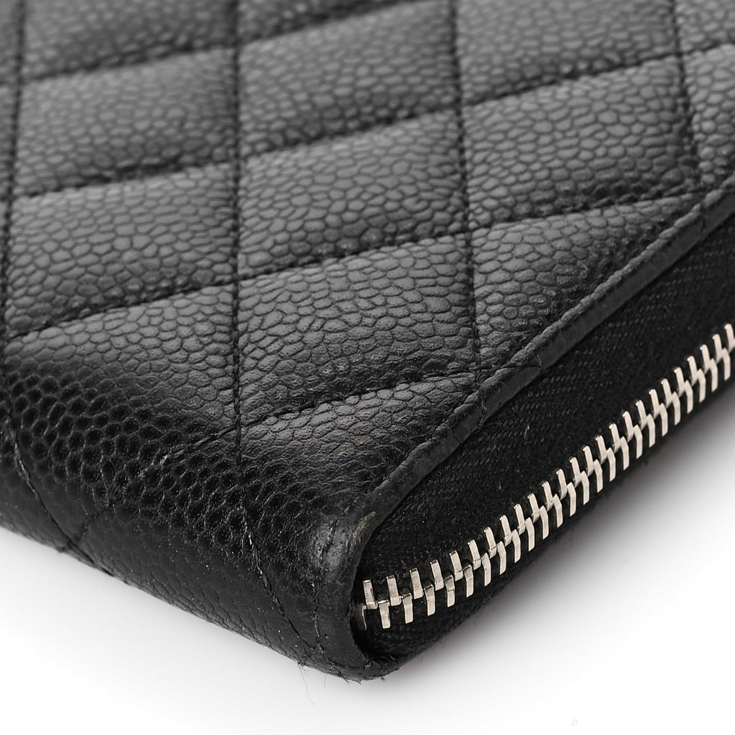 Caviar Quilted Large Gusset Zip Around Wallet Black