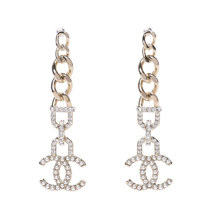 Chanel Metal Crystal CC Vendome CC Dangle Earrings Gold 1 of 5
