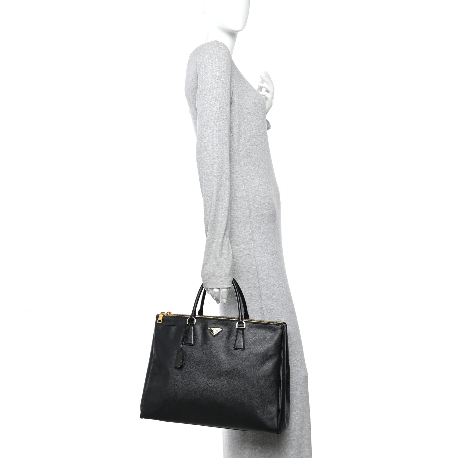 Prada Saffiano Lux Extra Large Galleria Double Zip Tote Black 2 of 12
