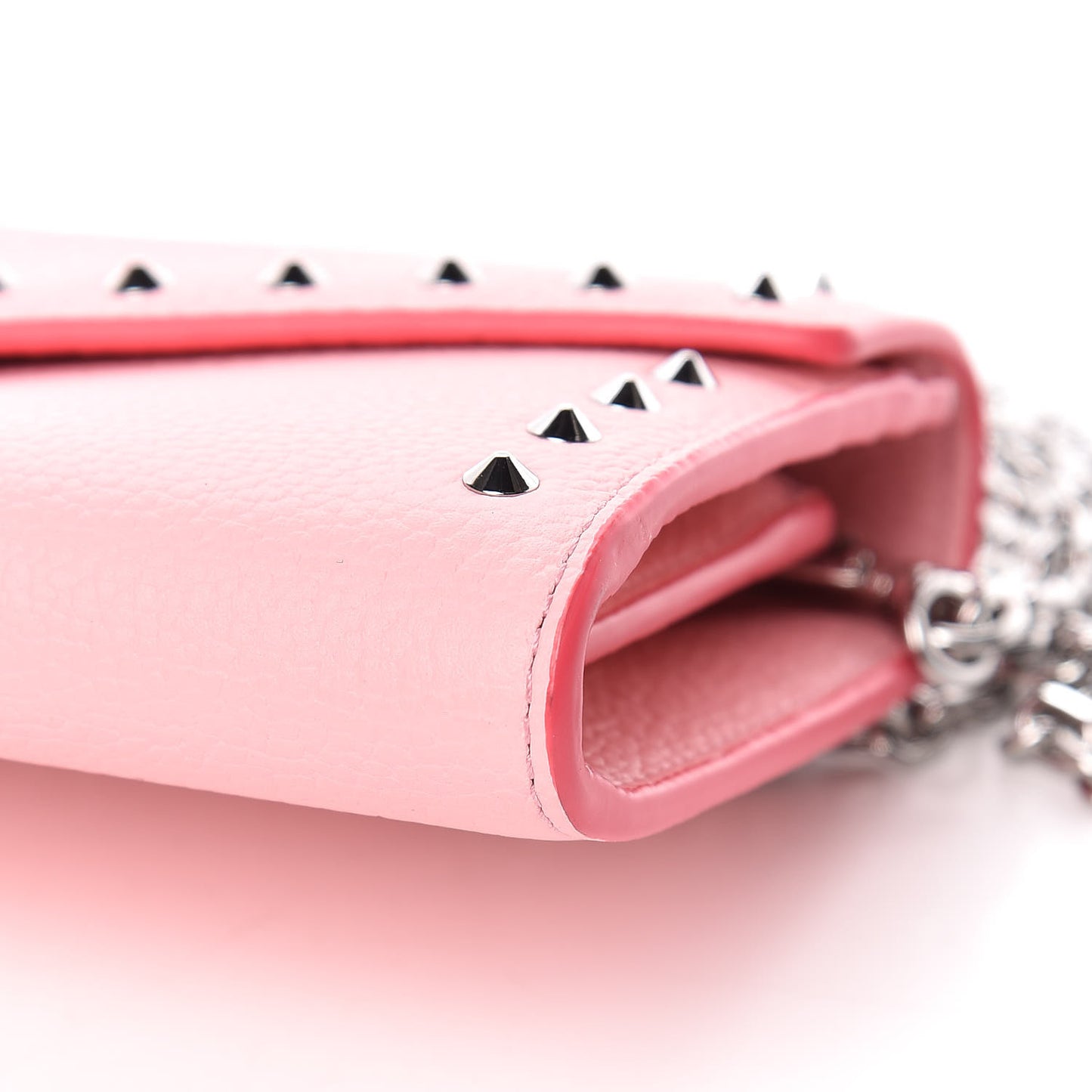 Calfskin Studded Patricia Wallet On Chain Pink